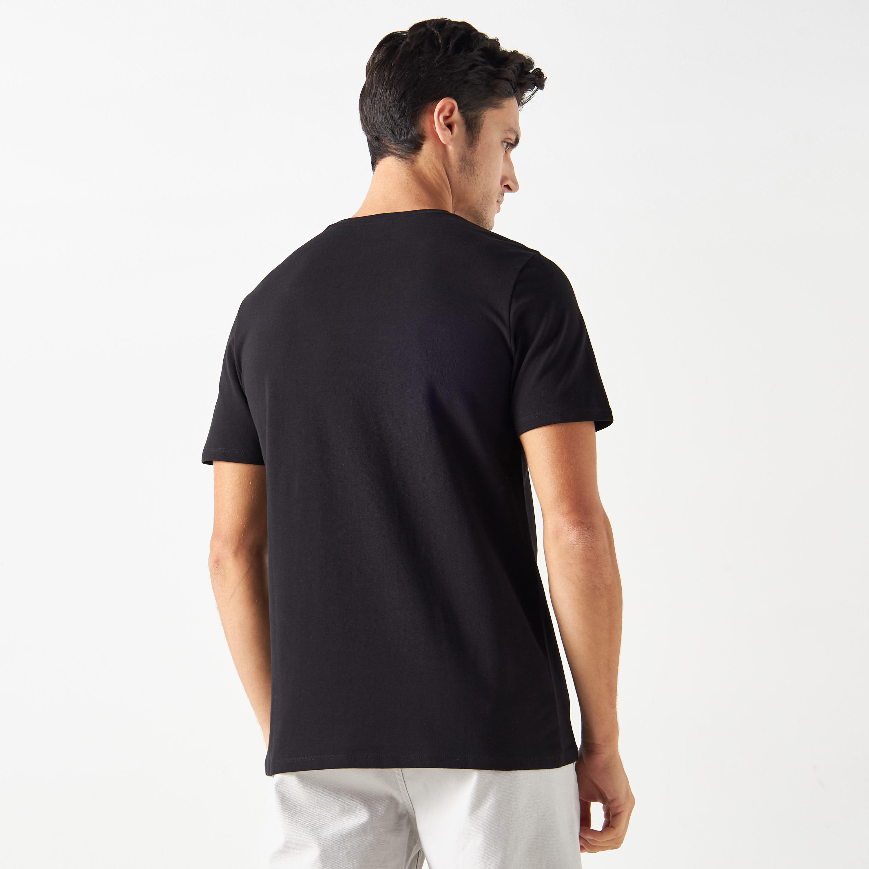 Iconic Slogan Print Pique T-shirt with Crew Neck and Short Sleeves-men-clothing-tshirtsandpolos-tshirts-image-15