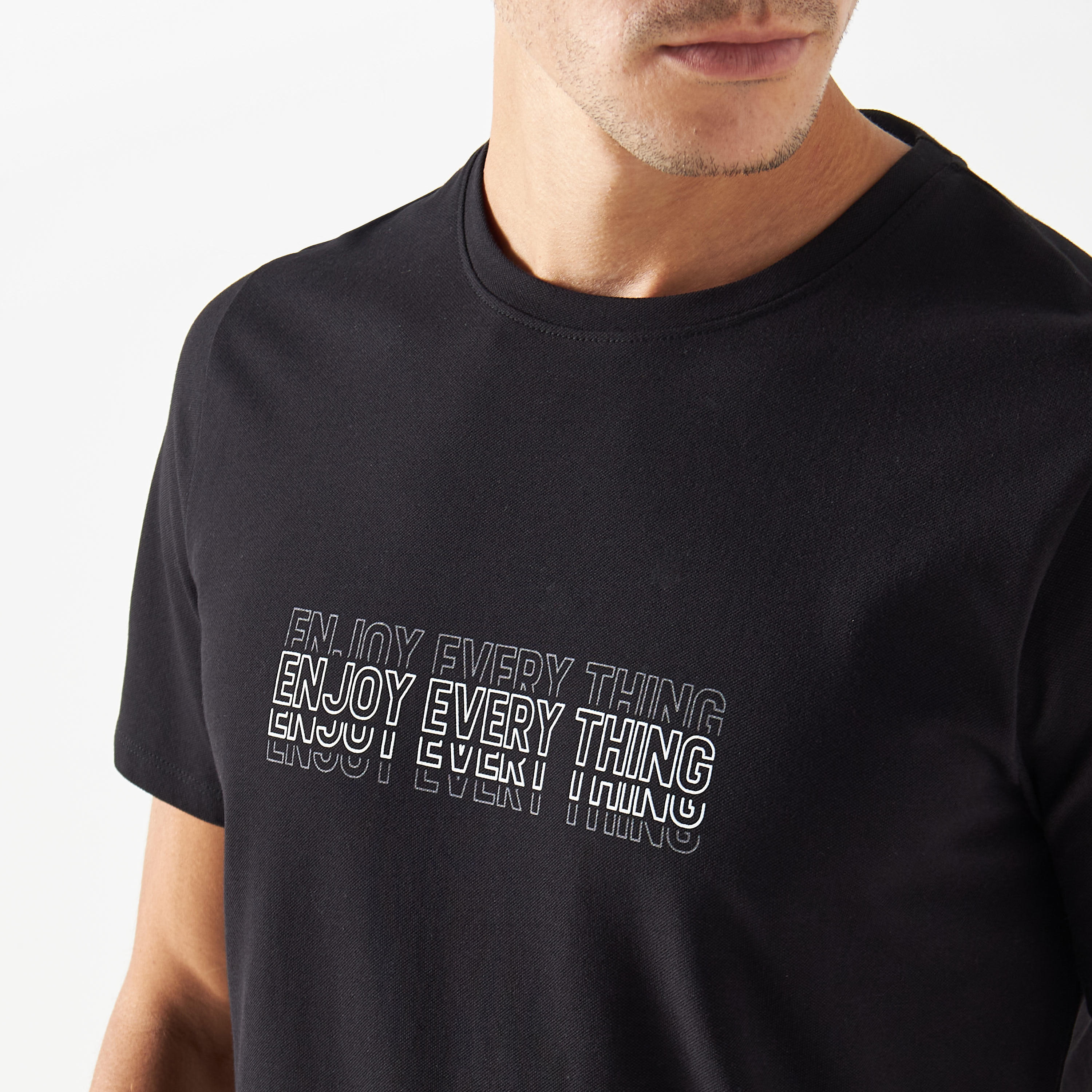 Iconic Slogan Print Pique T-shirt with Crew Neck and Short Sleeves-men-clothing-tshirtsandpolos-tshirts-image-16