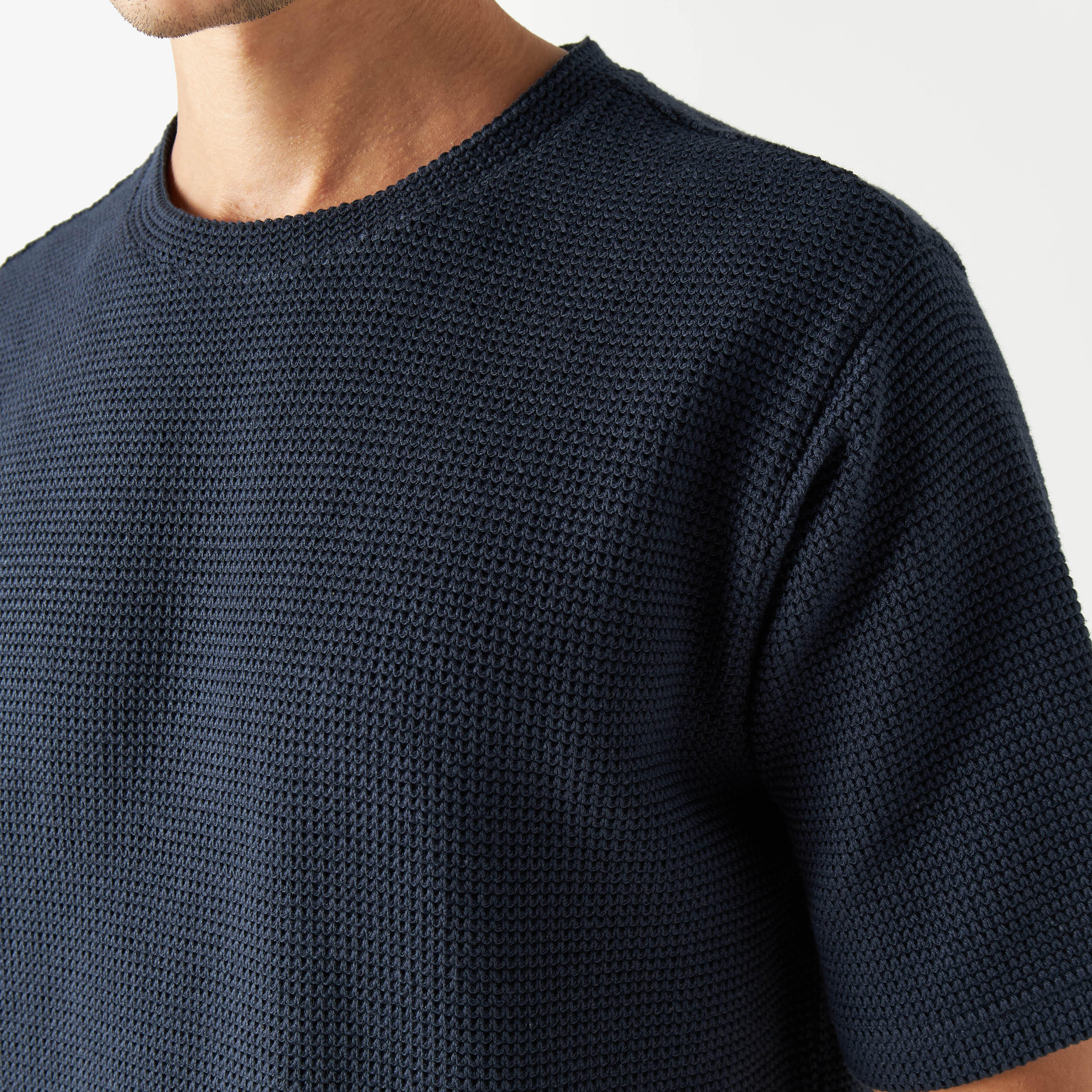 Iconic Textured Crew Neck T-shirt with Short Sleeves-men-clothing-tshirtsandpolos-tshirts-image-12