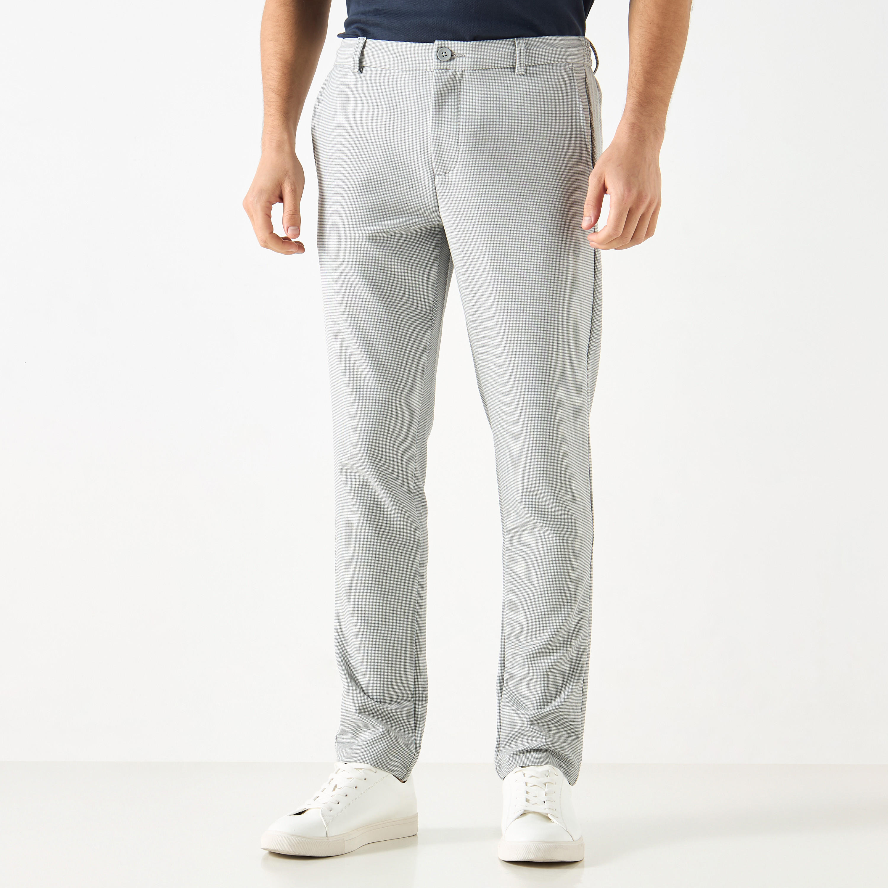 Iconic Textured Pants with Semi-Elasticated Waist and Pockets-men-clothing-bottoms-trousersandchinos-trousers-image-1