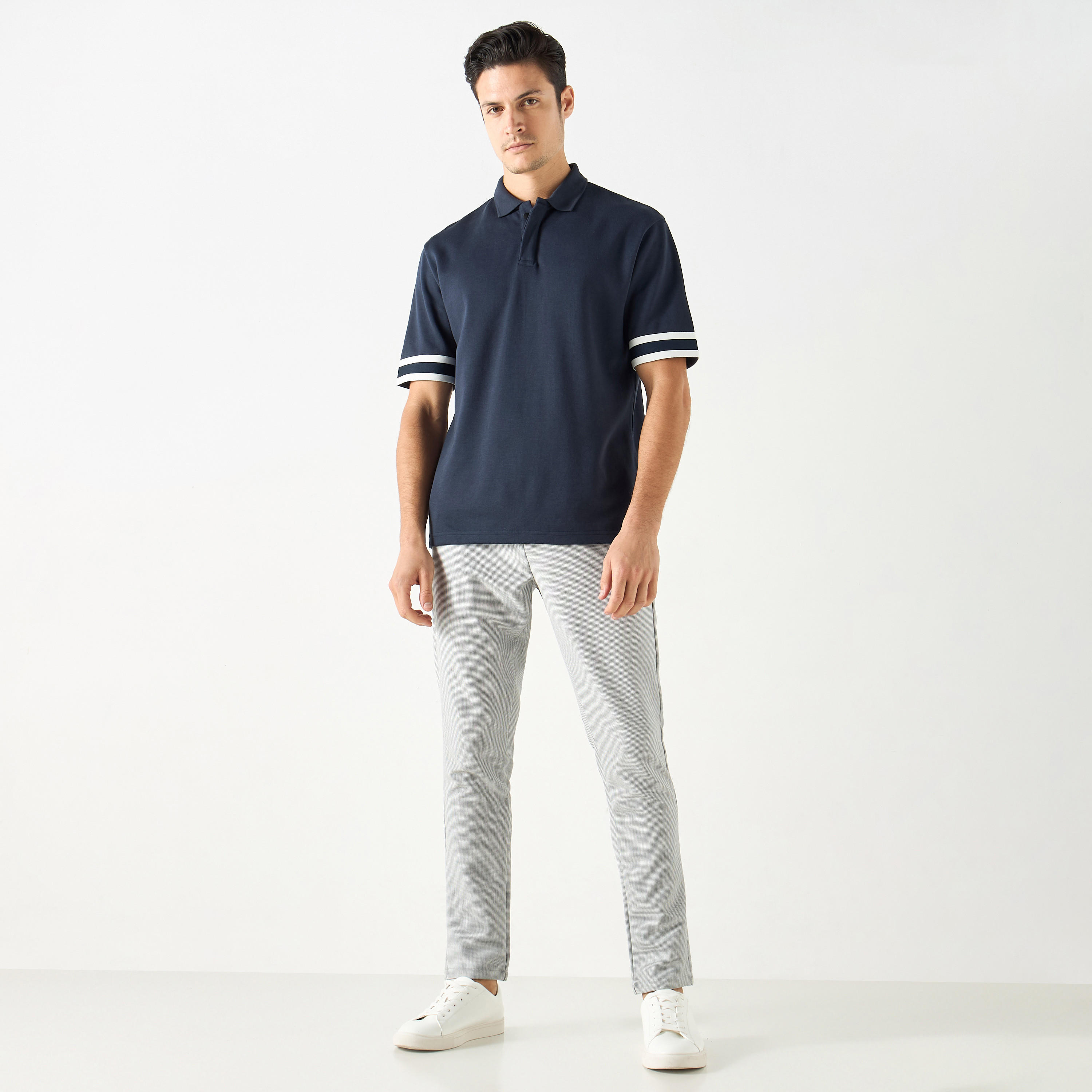 Iconic Textured Pants with Semi-Elasticated Waist and Pockets-men-clothing-bottoms-trousersandchinos-trousers-image-2