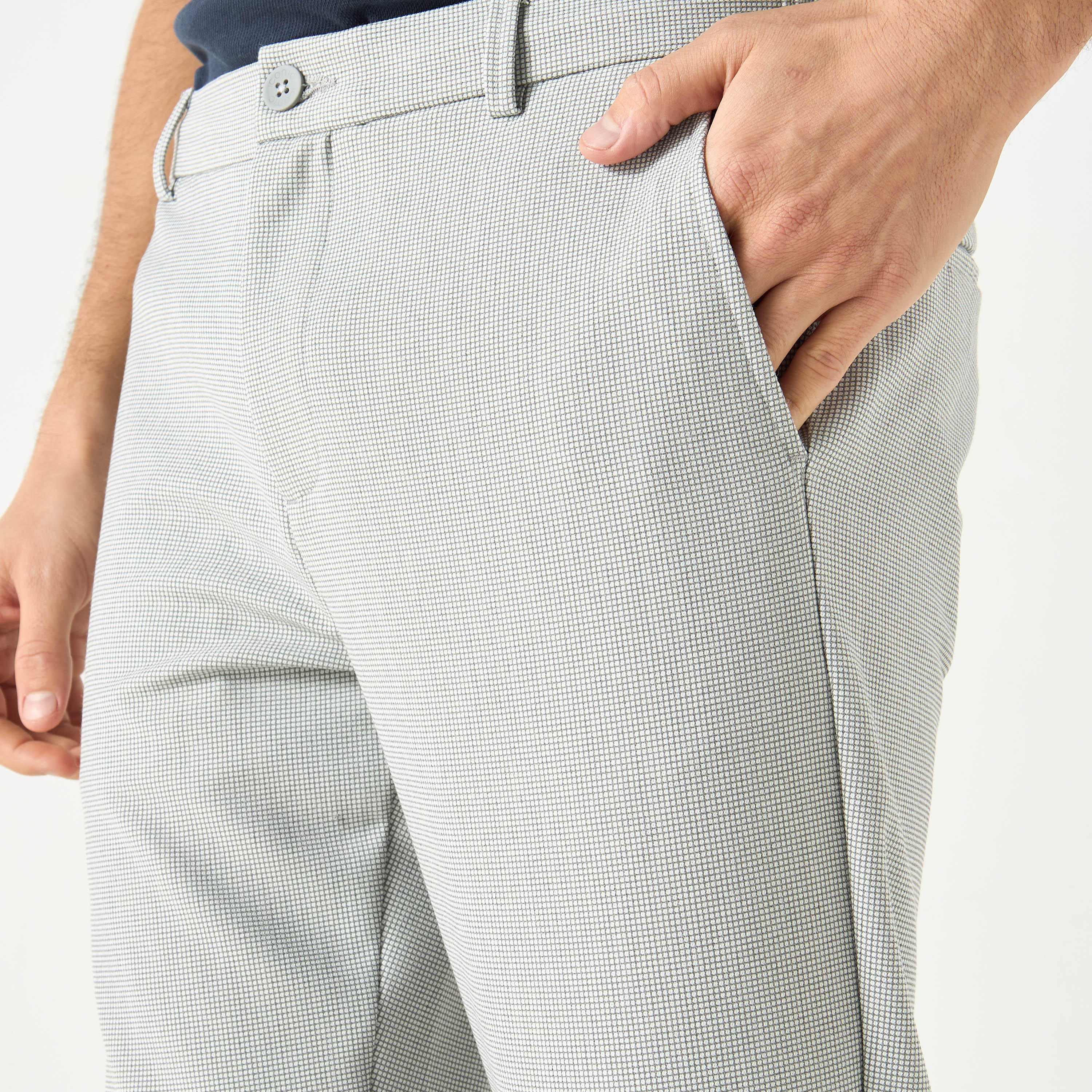 Iconic Textured Pants with Semi-Elasticated Waist and Pockets-men-clothing-bottoms-trousersandchinos-trousers-image-4