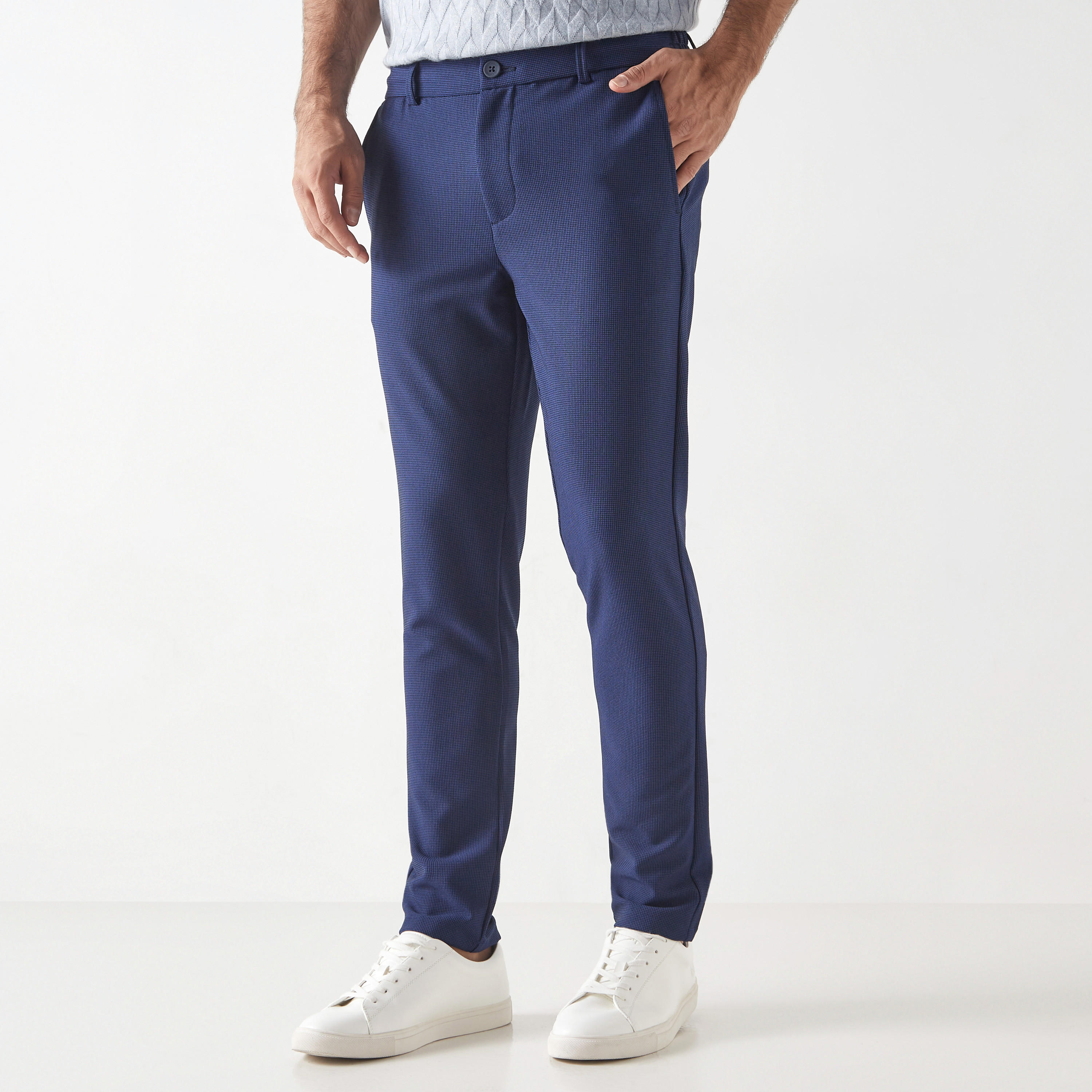Iconic Textured Pants with Semi-Elasticated Waist and Pockets-men-clothing-bottoms-trousersandchinos-trousers-image-5