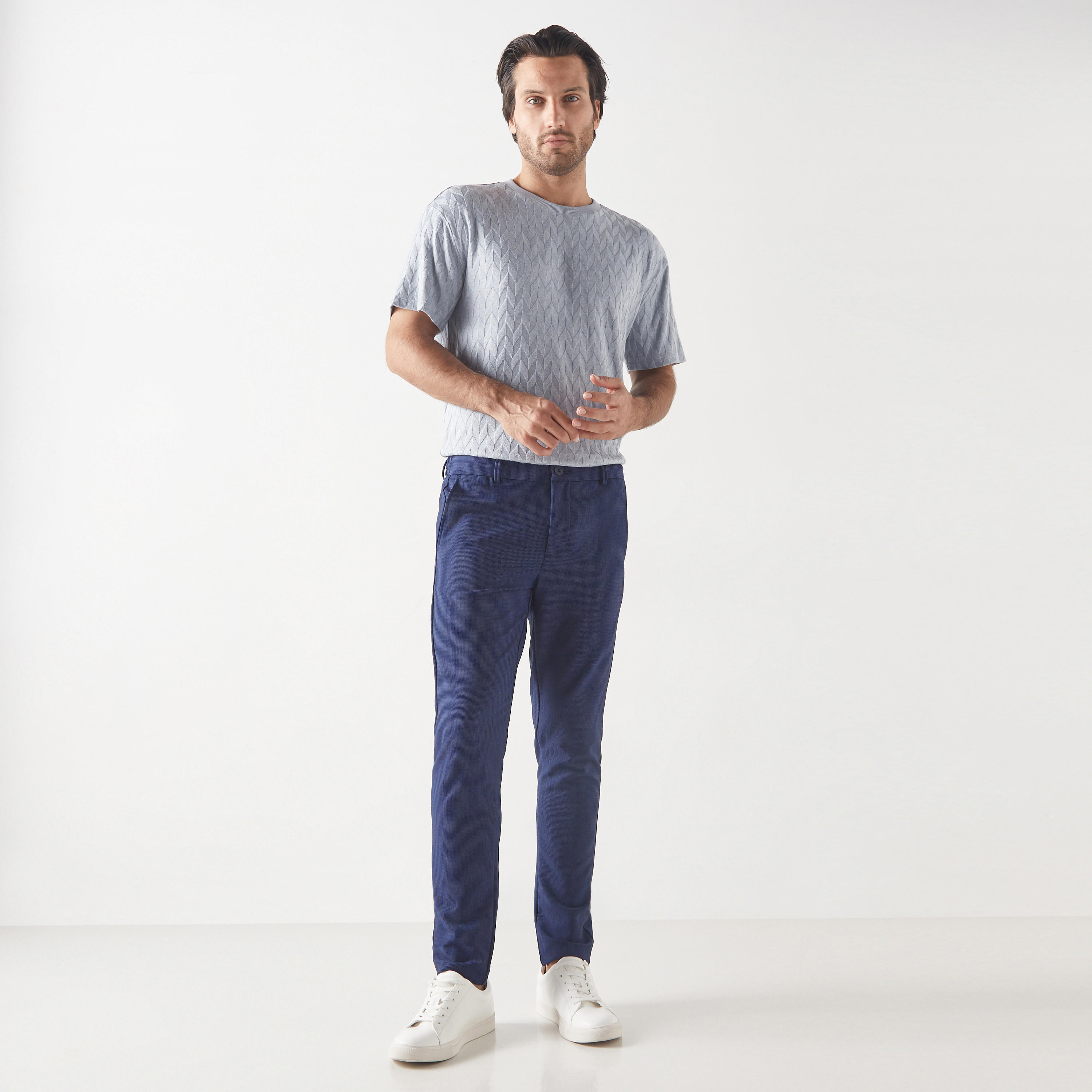 Iconic Textured Pants with Semi-Elasticated Waist and Pockets-men-clothing-bottoms-trousersandchinos-trousers-image-6
