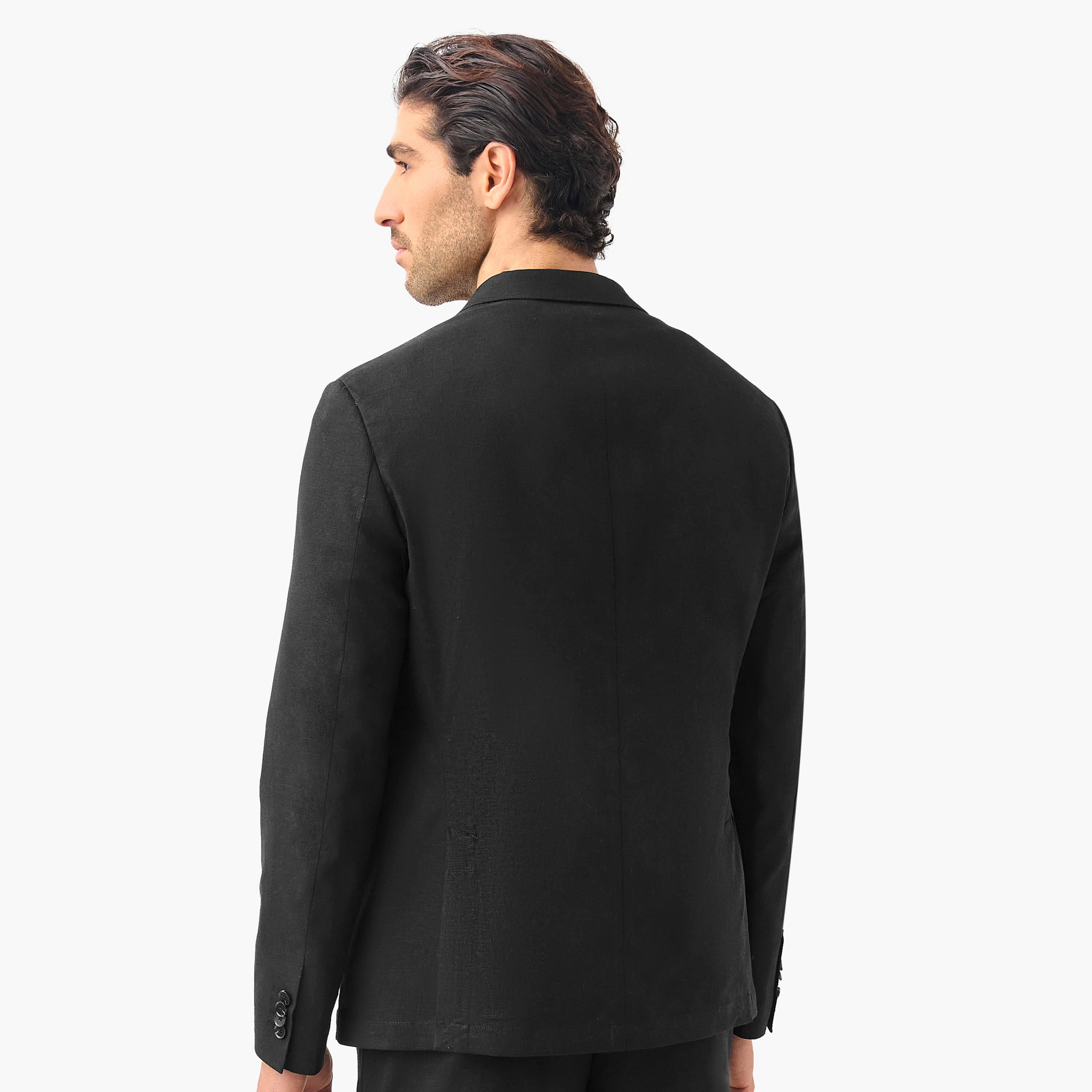 بليزر من مزيج الكتان بارز الملمس مع زر إغلاق وجيوب من آيكونيك-men-clothing-jacketsandblazers-blazers-image-4