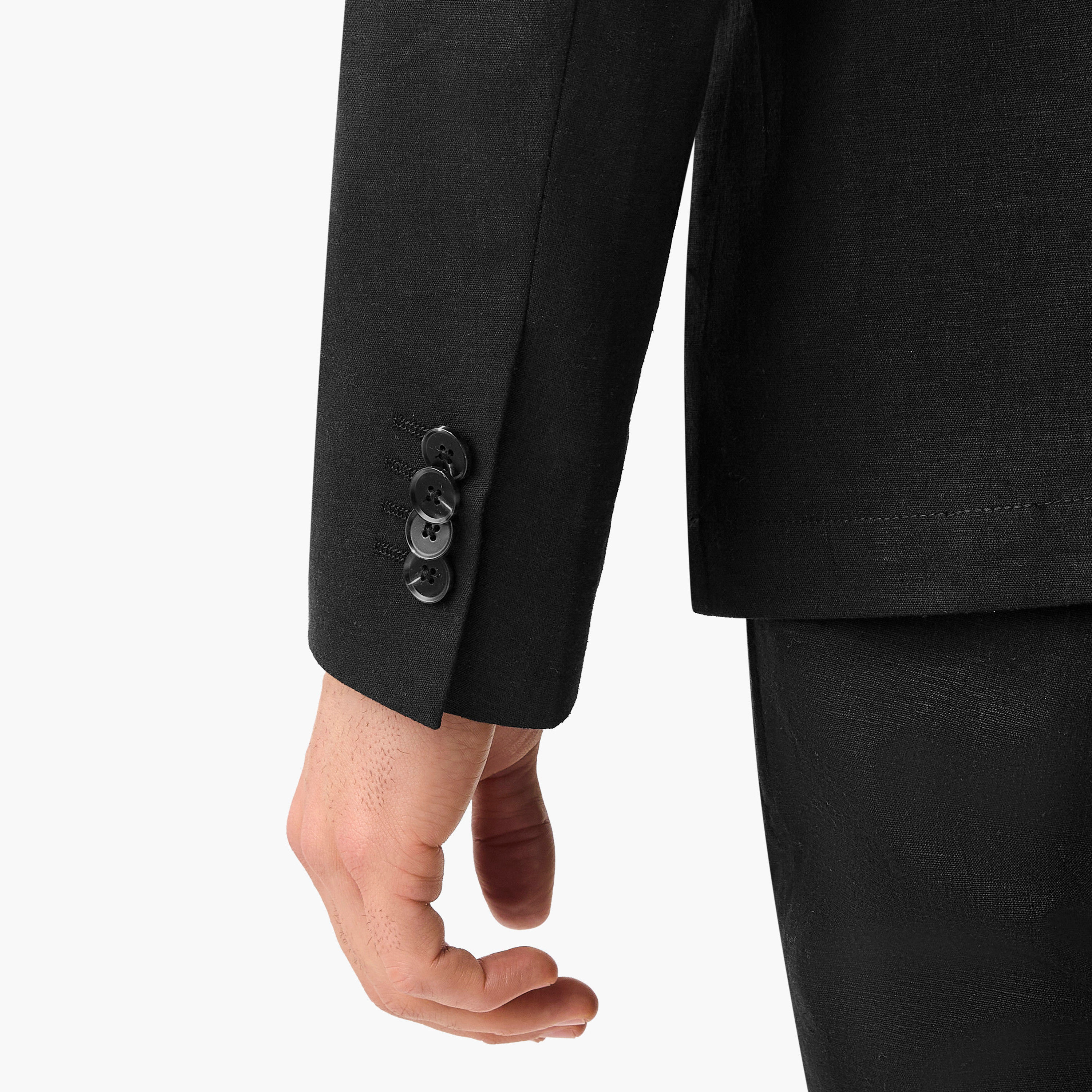 بليزر من مزيج الكتان بارز الملمس مع زر إغلاق وجيوب من آيكونيك-men-clothing-jacketsandblazers-blazers-image-6