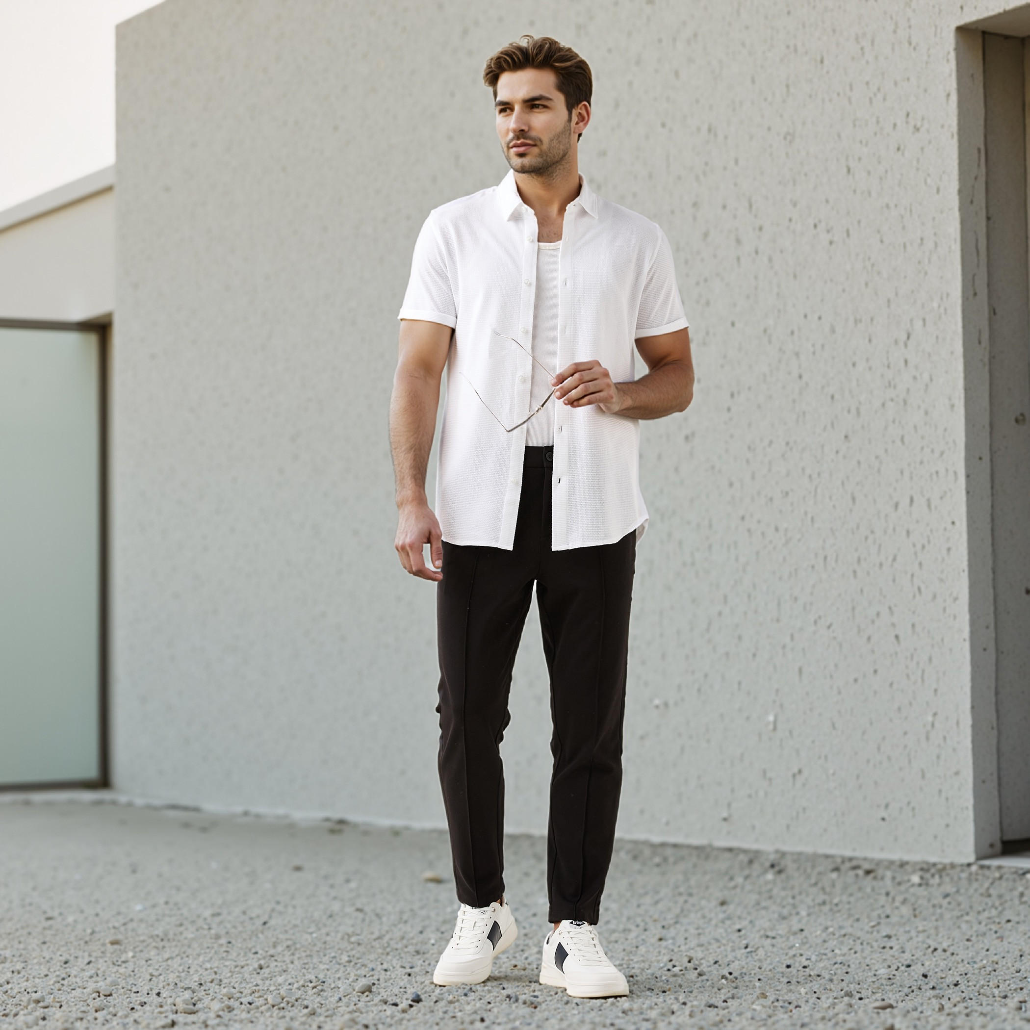 قميص بارز الملمس بقصة سليم من آيكونيك-men-clothing-shirts-image-2