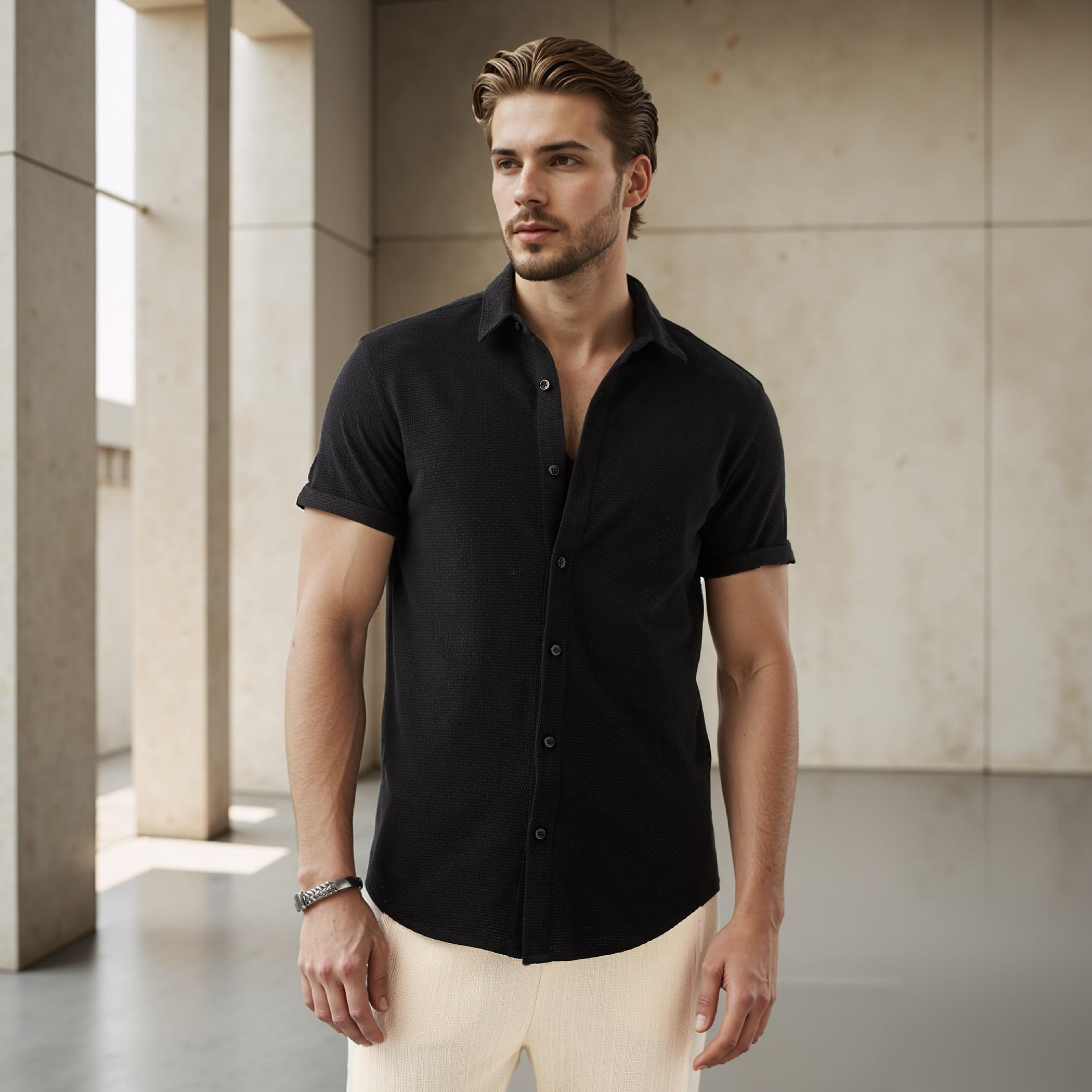 Iconic Textured Slim Fit Shirt-men-clothing-shirts-image-1