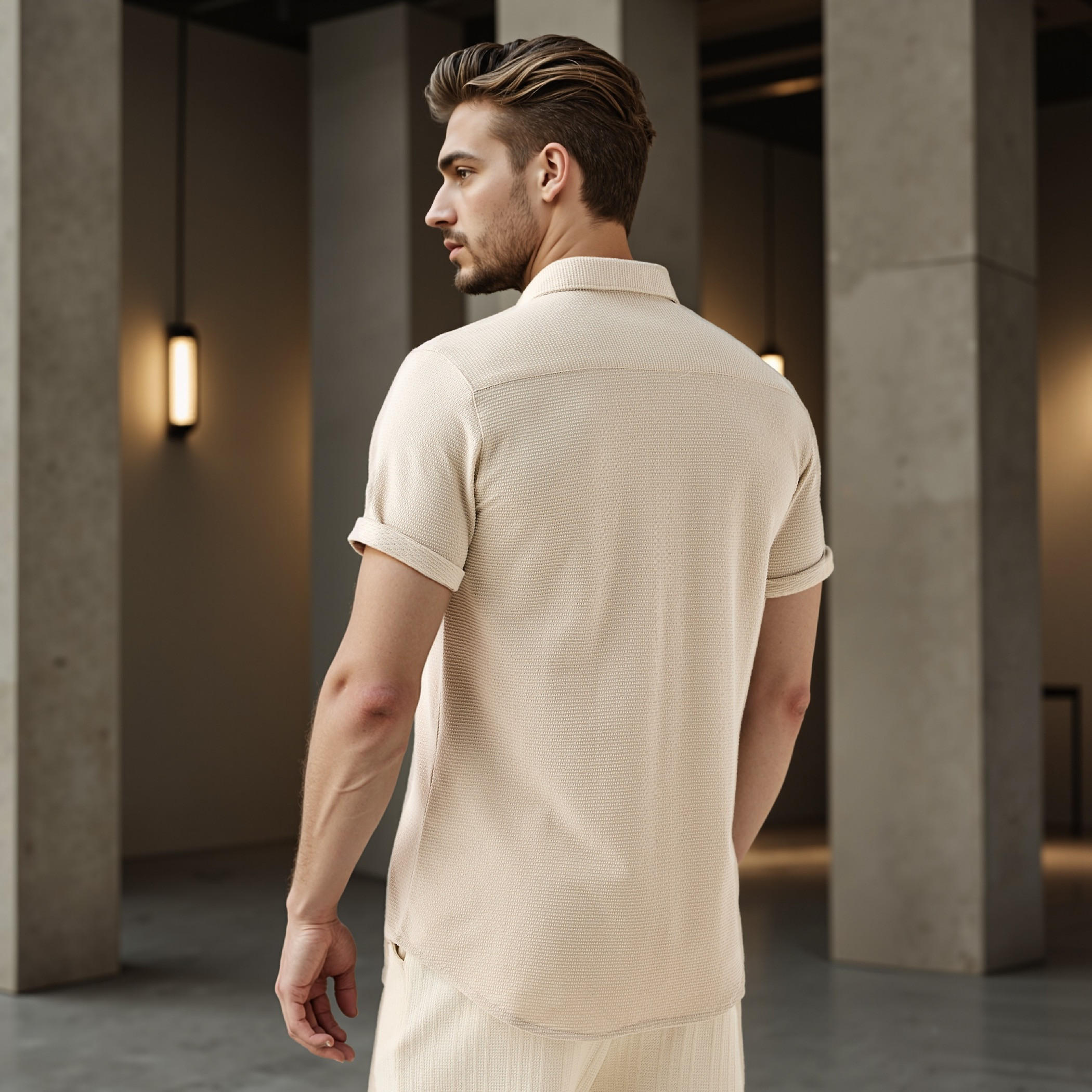 قميص بارز الملمس بقصة سليم من آيكونيك-men-clothing-shirts-image-3