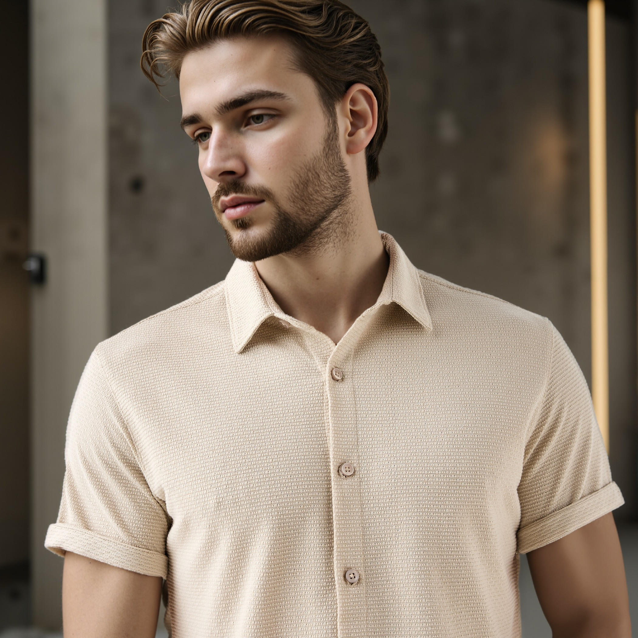 قميص بارز الملمس بقصة سليم من آيكونيك-men-clothing-shirts-image-2