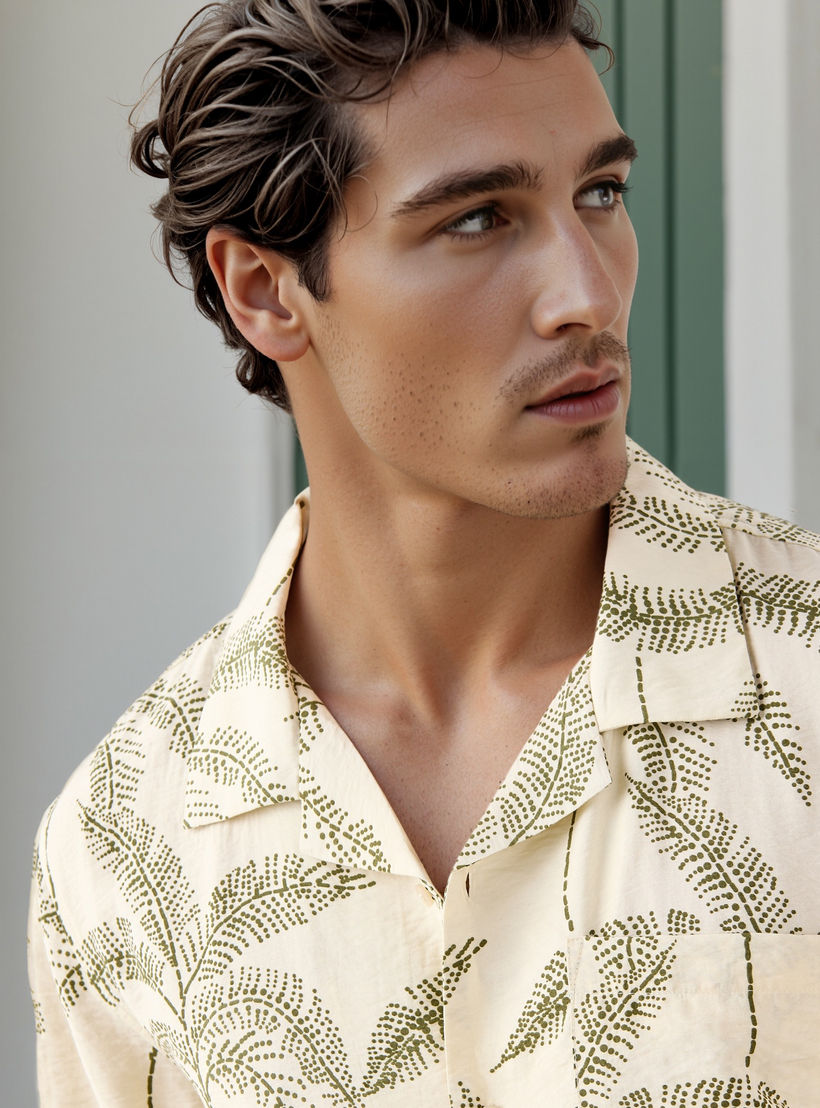 قميص بطبعات أوراق شجر من آيكونيك-men-clothing-shirts-image-4