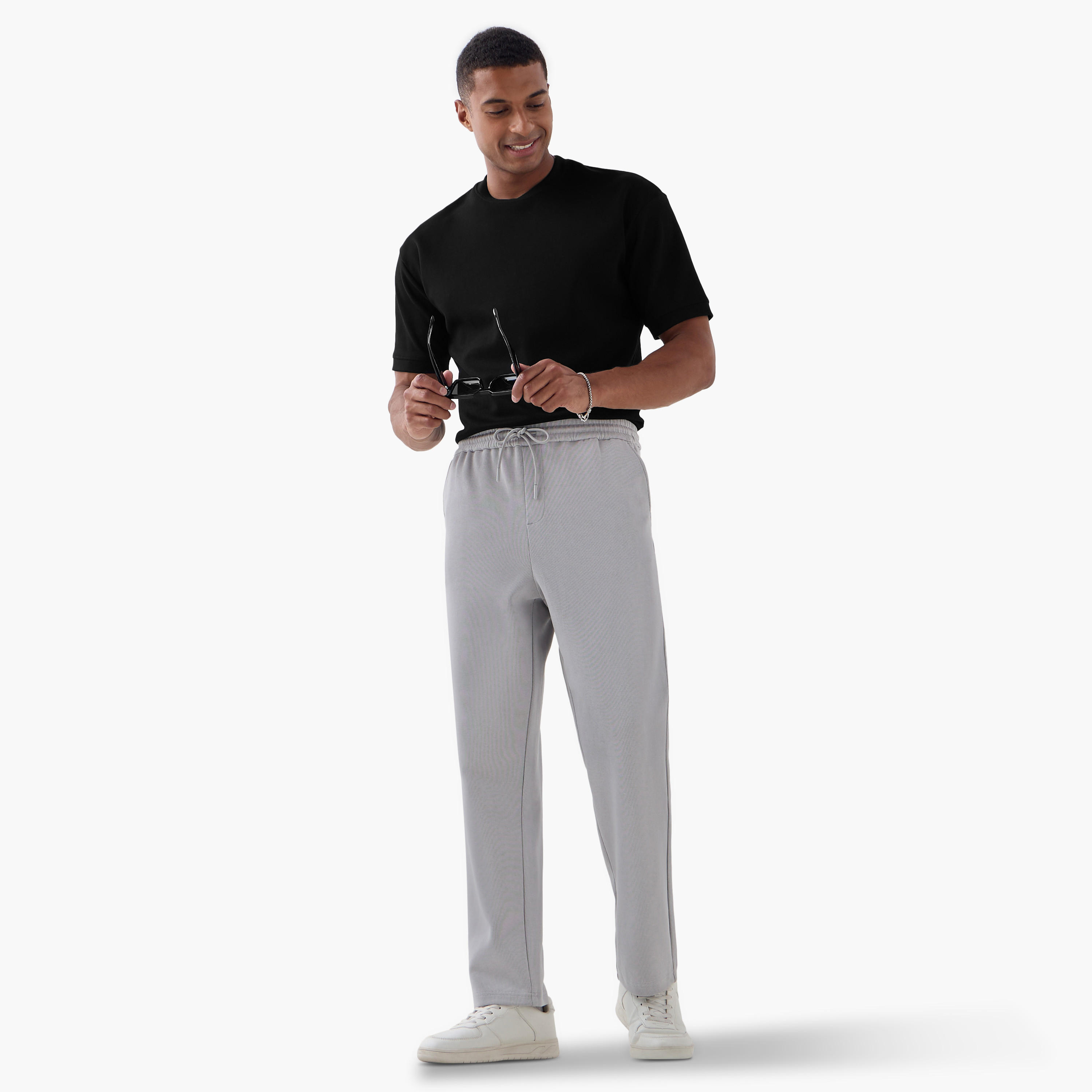 بنطلون بقصة ضيقة وخصر مرن وجيوب من آيكونيك-men-clothing-bottoms-trousersandchinos-trousers-image-2