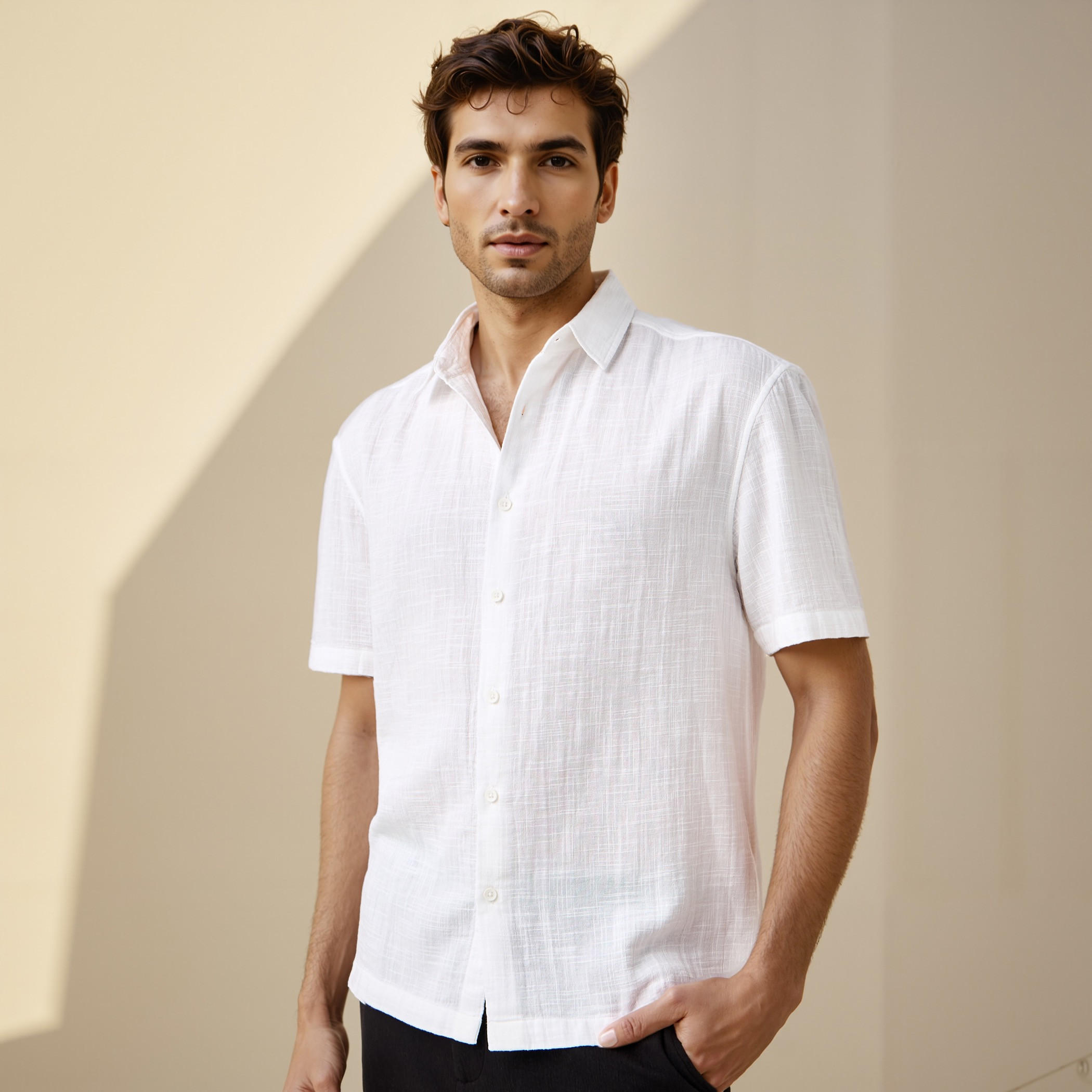 قميص شاش بارز الملمس من أيكونيك-men-clothing-shirts-image-5