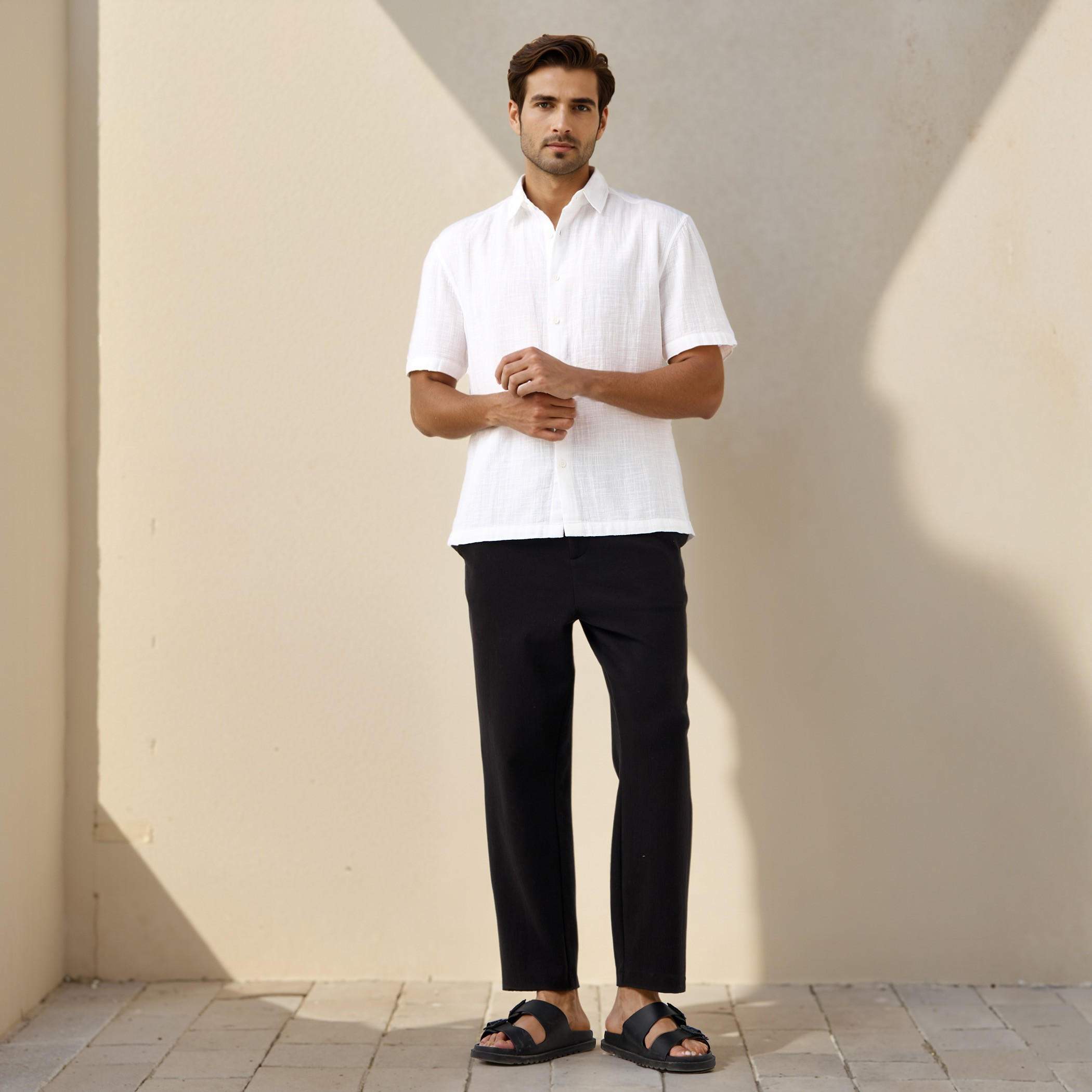 قميص شاش بارز الملمس من أيكونيك-men-clothing-shirts-image-4