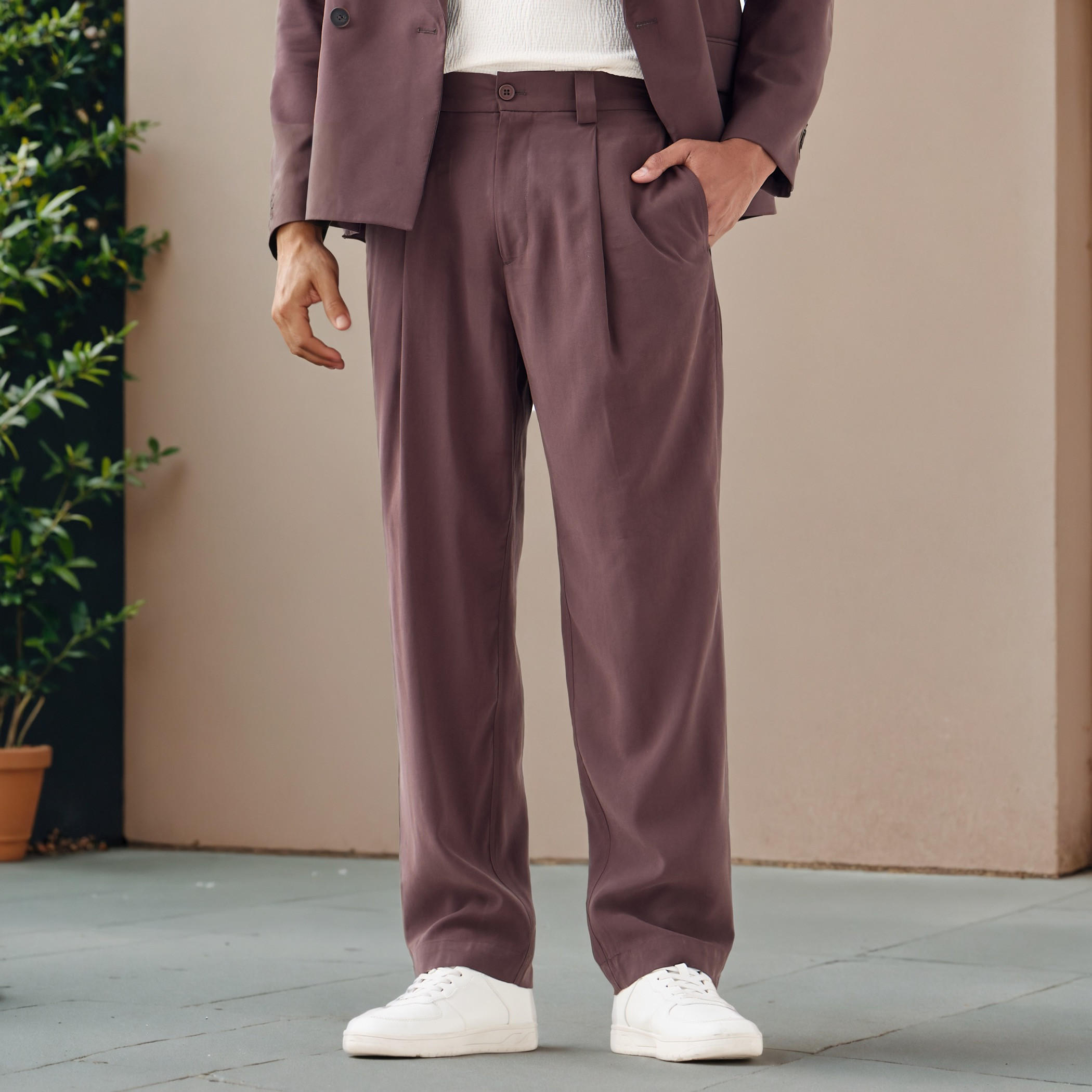 Iconic Regular Fit Pleated Flexi Waist Pants with Pockets-men-clothing-bottoms-joggers-image-1
