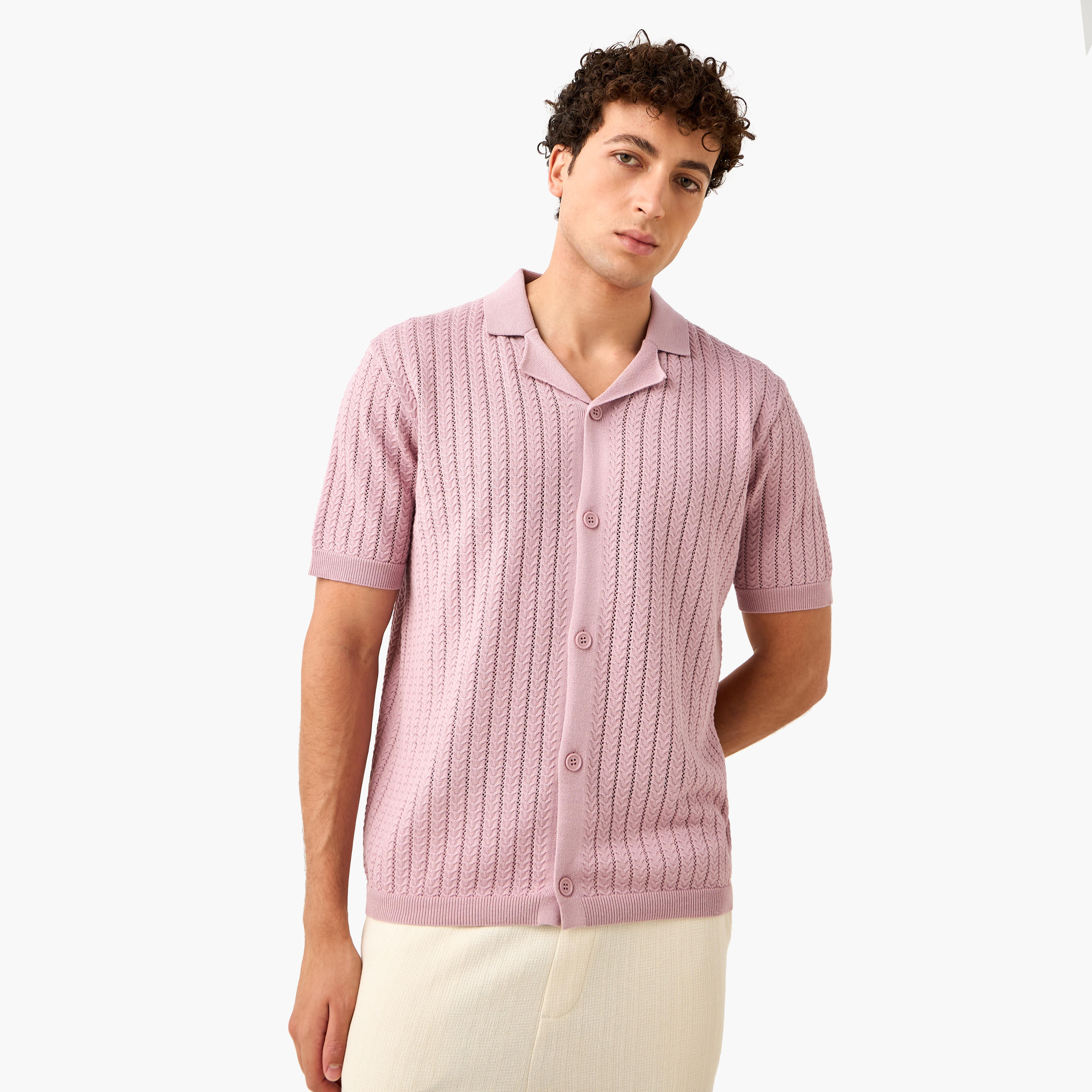 Iconic Textured Camp Collar Shirt-men-clothing-sweatersandpullovers-image-2