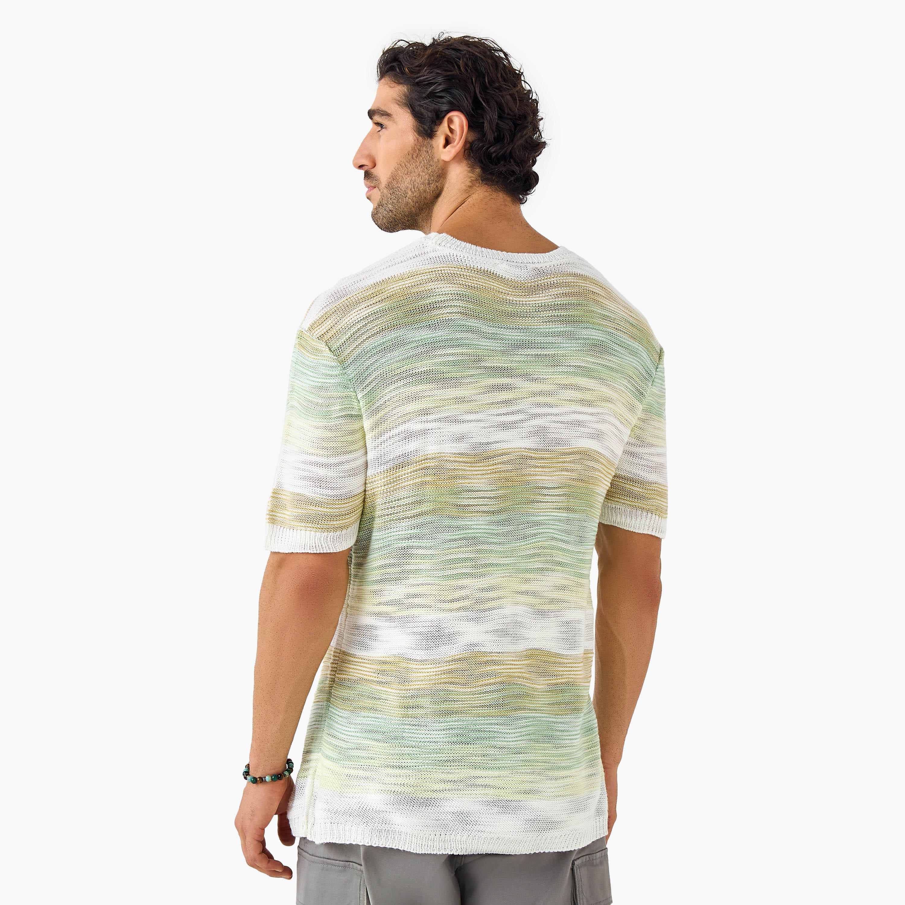 Iconic Textured Sweater with Short Sleeves-men-clothing-sweatersandpullovers-image-3