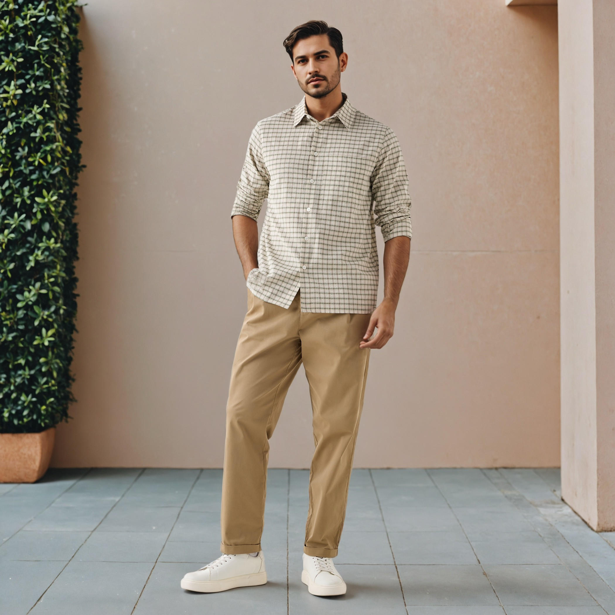 Iconic Regular Fit Checked Shirt with Collar-men-clothing-shirts-image-2