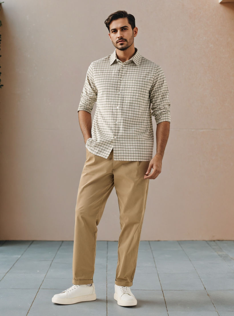 Iconic Regular Fit Checked Shirt with Collar-men-clothing-shirts-image-2