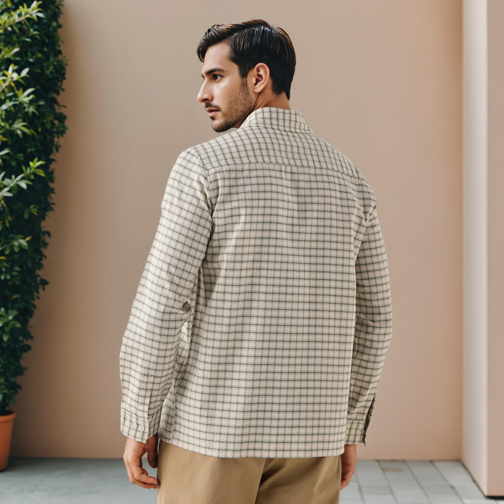 Iconic Regular Fit Checked Shirt with Collar-men-clothing-shirts-image-3
