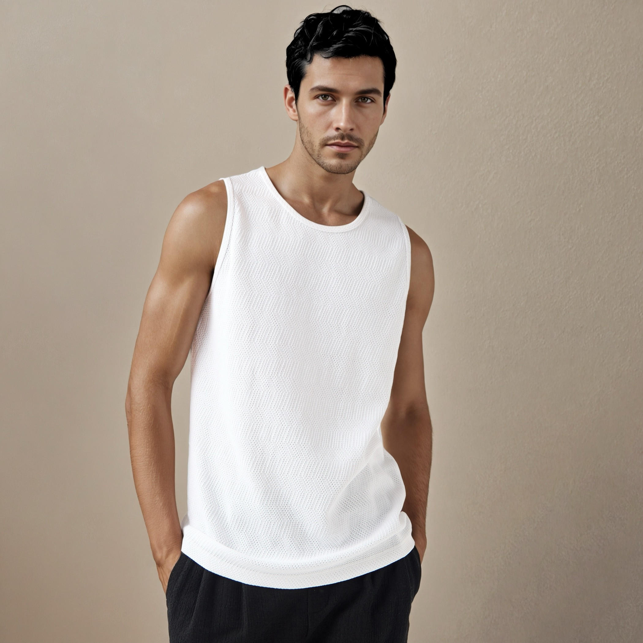 فيست بارز الملمس من آيكونيك-men-clothing-tshirtsandpolos-vests-image-1