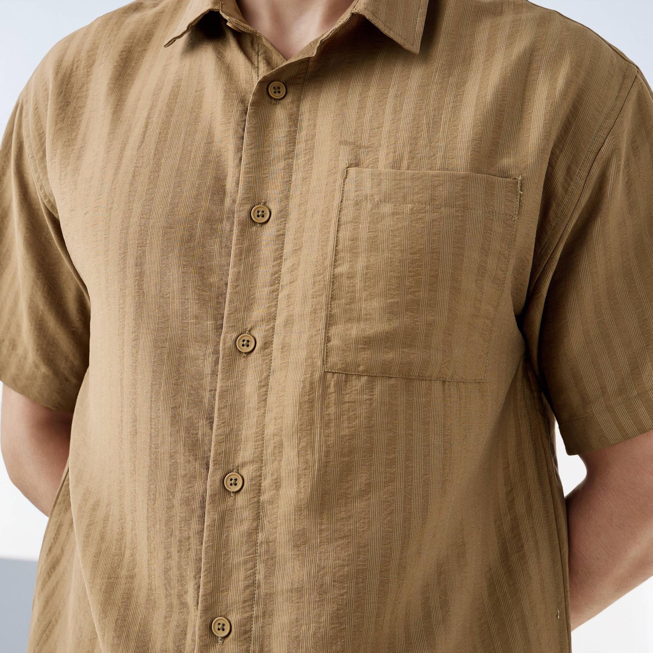 Iconic Boxy Fit Striped Shirt with Chest Pocket-men-clothing-shirts-image-4