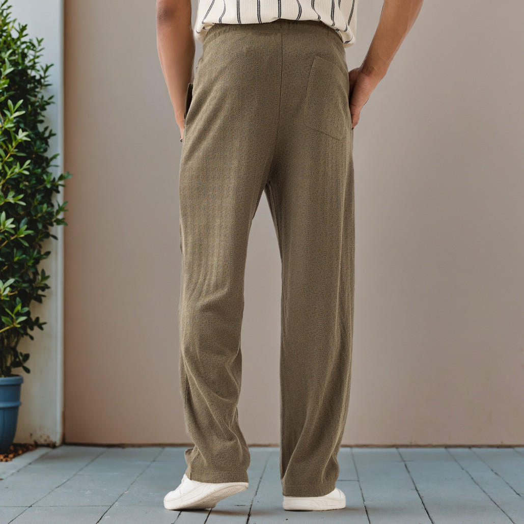 Iconic Regular Fit Textured Flexi Waist Trousers with Pockets-men-clothing-bottoms-trousersandchinos-trousers-image-3