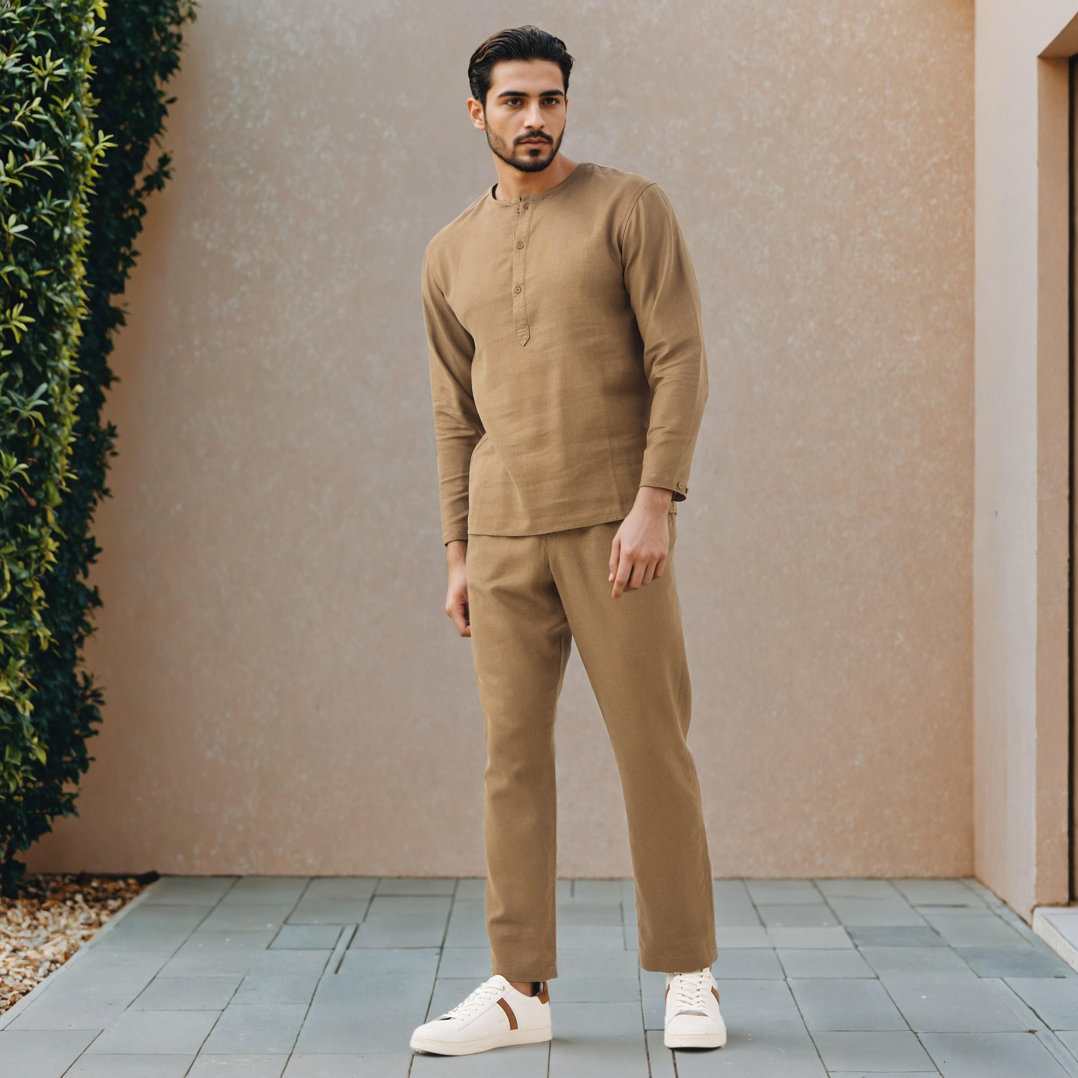 قميص بقصّة عادية من مزيج الكتان من آيكونيك-men-clothing-shirts-image-2