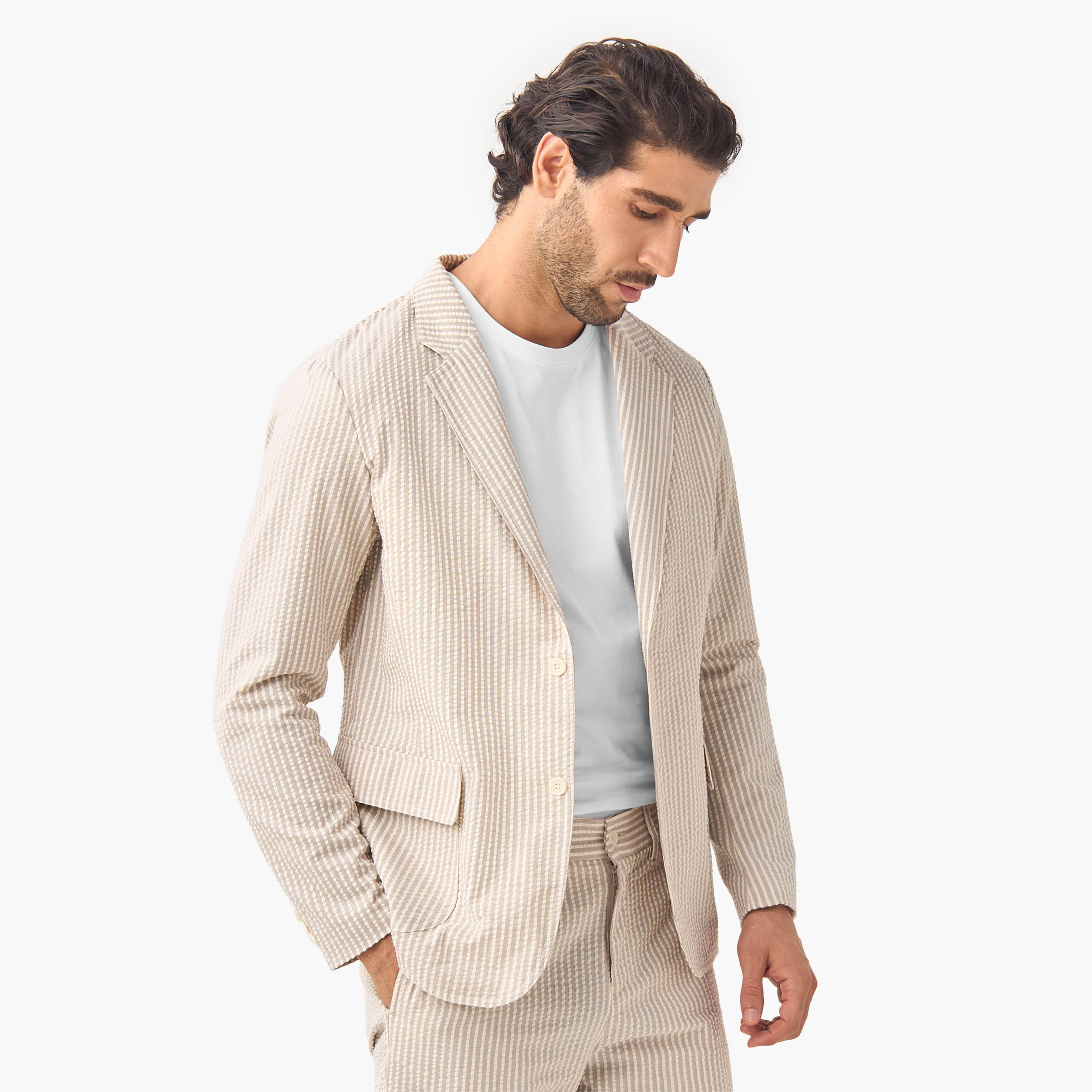 بليزر سيرساكر مقلّم بياقة مطوية من آيكونيك-men-winterwear-jacketsandblazers-image-5