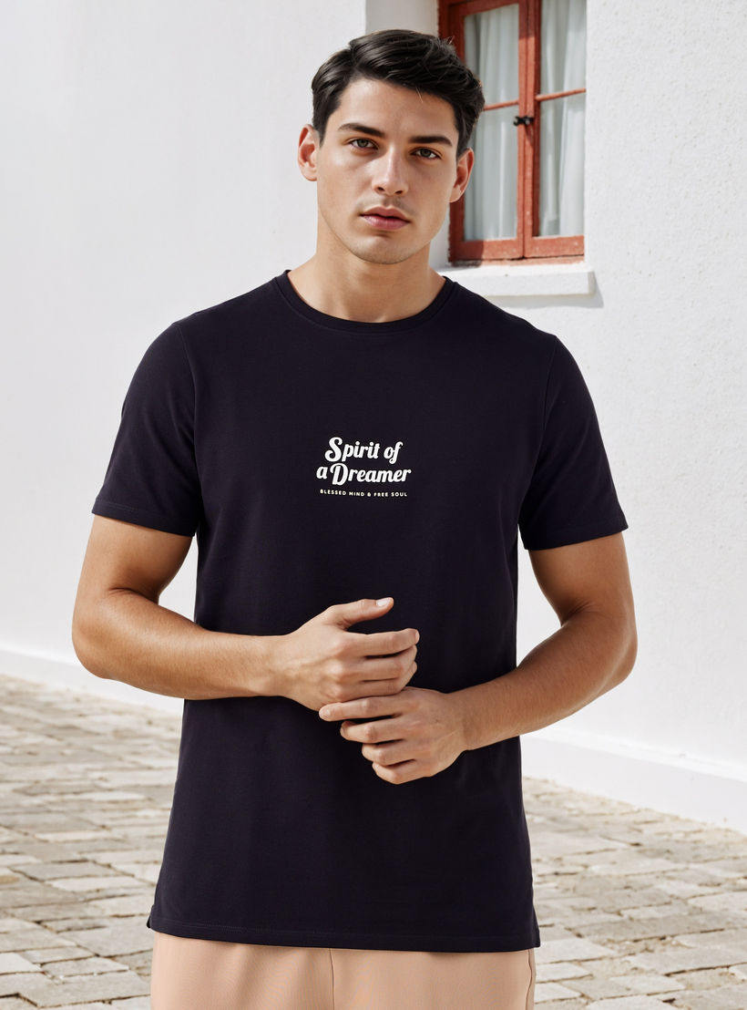 تيشيرت بيكيه بطبعات شعار من آيكونيك-men-clothing-tshirtsandpolos-tshirts-image-1