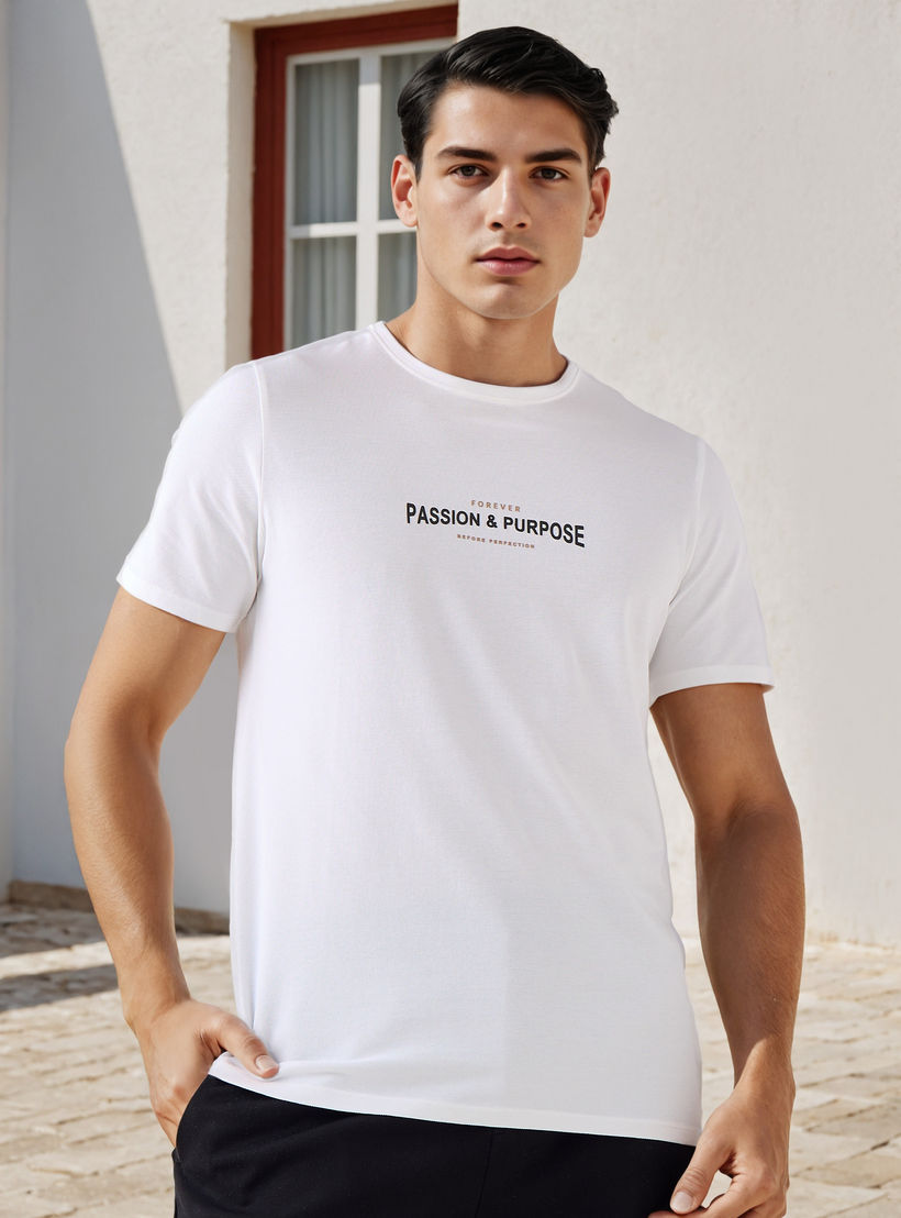 تيشيرت بيكيه بطبعات شعار من آيكونيك-men-clothing-tshirtsandpolos-tshirts-image-1