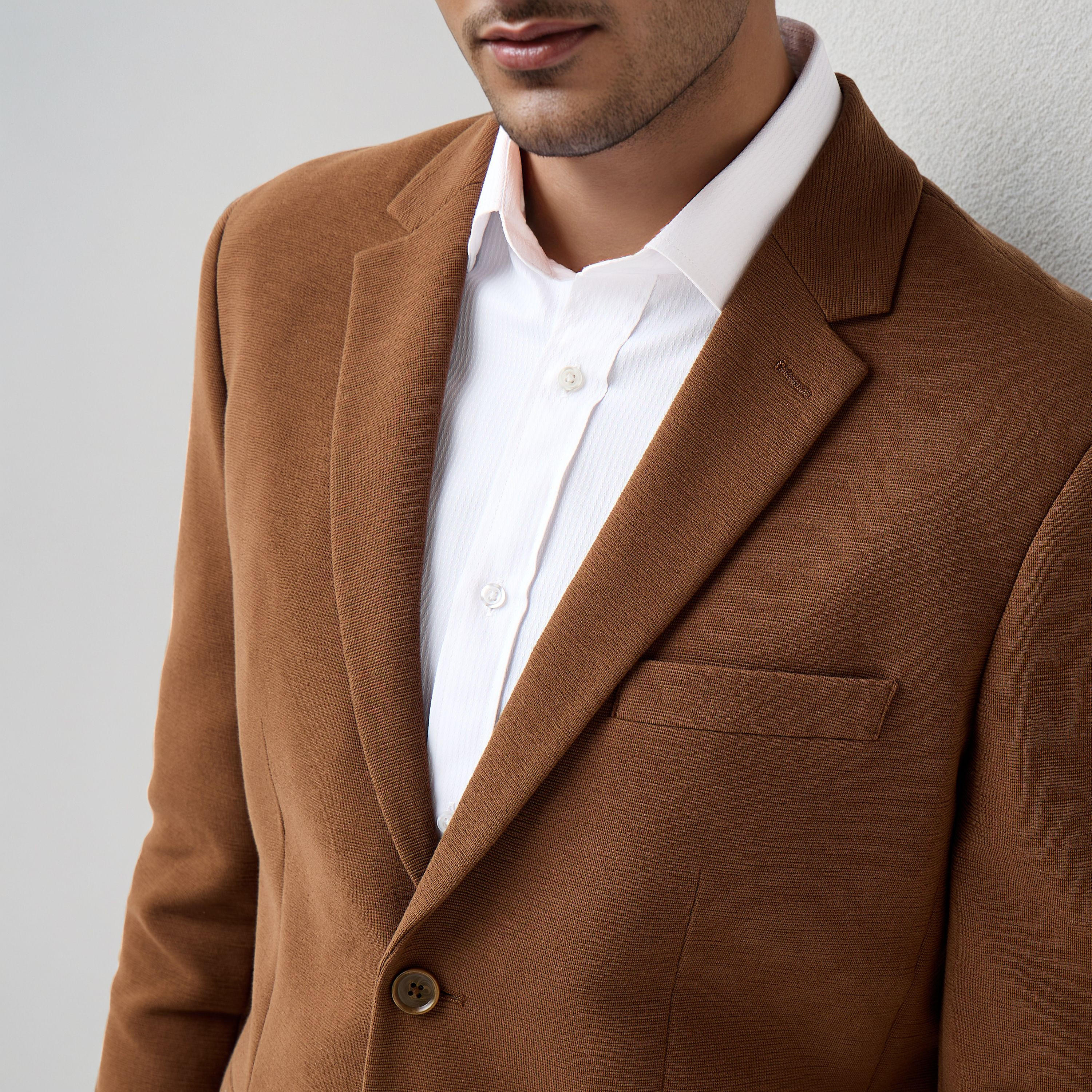 بليزر بقصة عادية وملمس بارز للرجال من آيكونيك-men-winterwear-jacketsandblazers-image-4