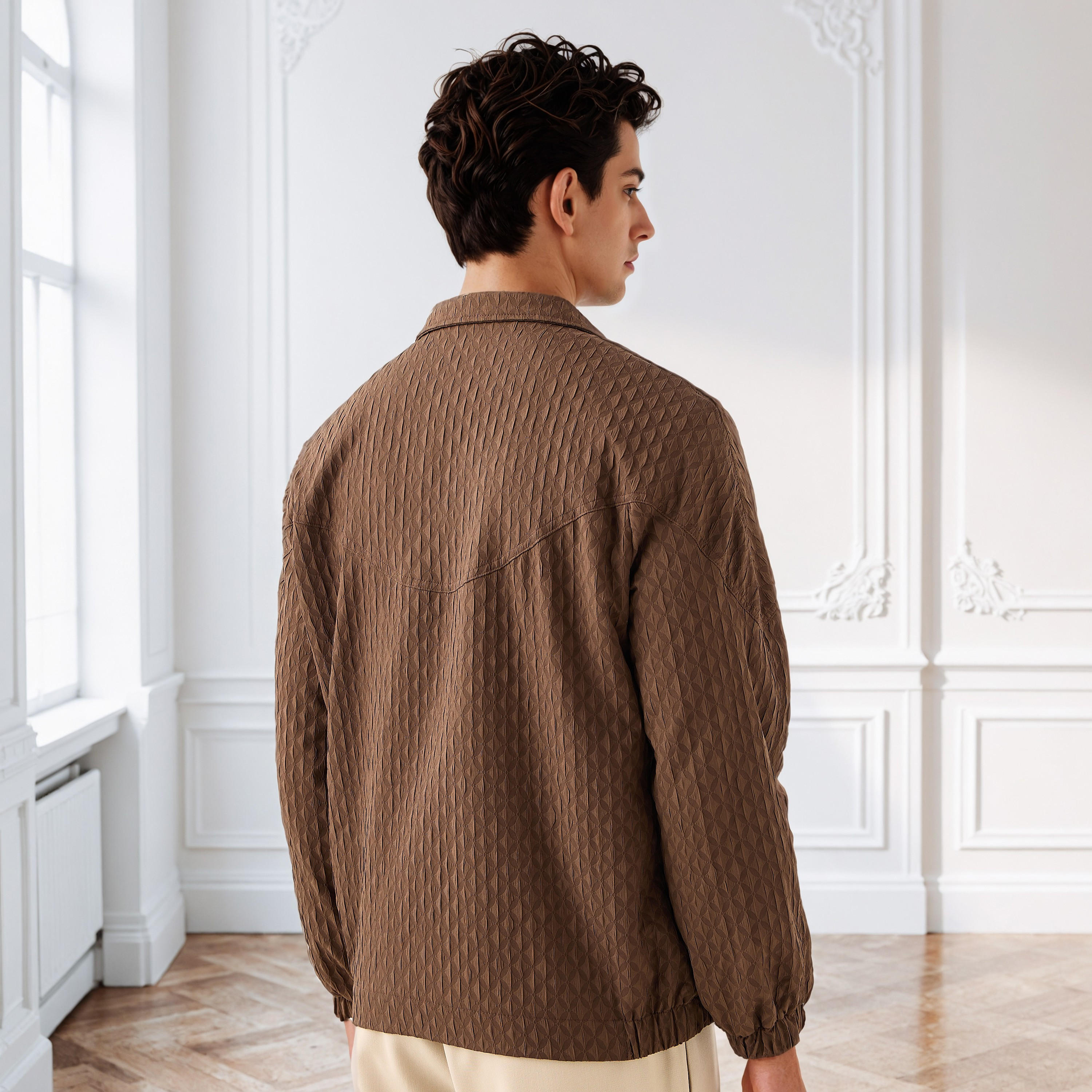 جاكيت جاكار بقصّة عادية وياقة عالية للرجال من آيكونيك-men-clothing-jacketsandblazers-jackets-image-3