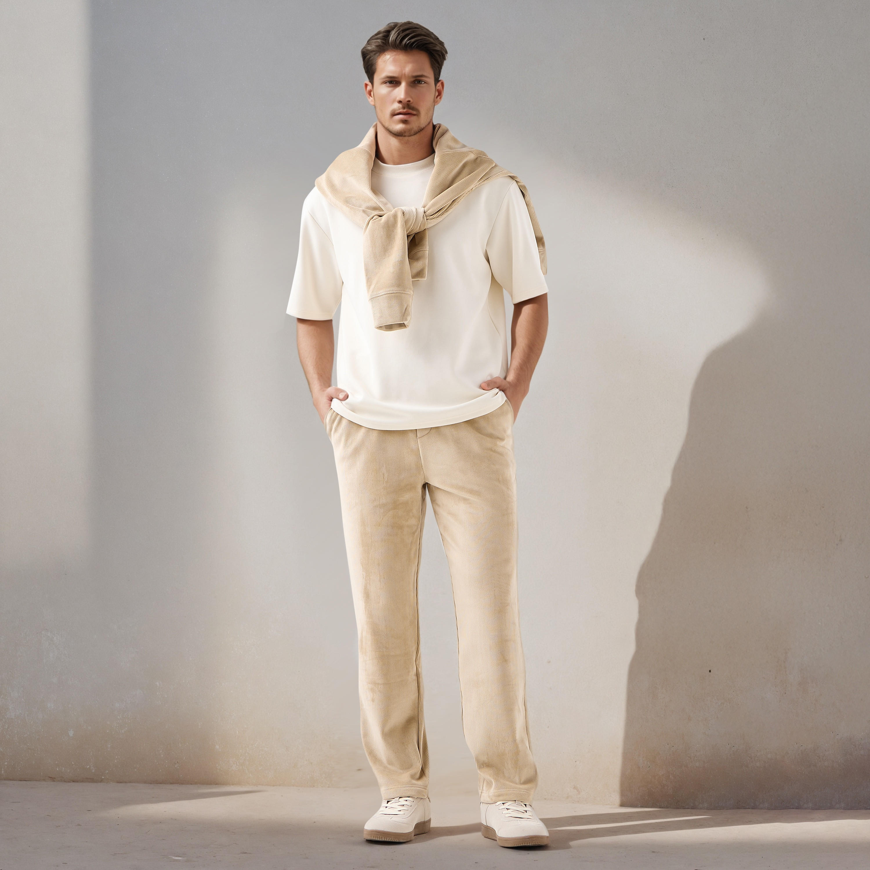 Iconic Regular Fit Corduroy Flexi Waist Pants with Pockets-men-clothing-bottoms-trousersandchinos-trousers-image-2