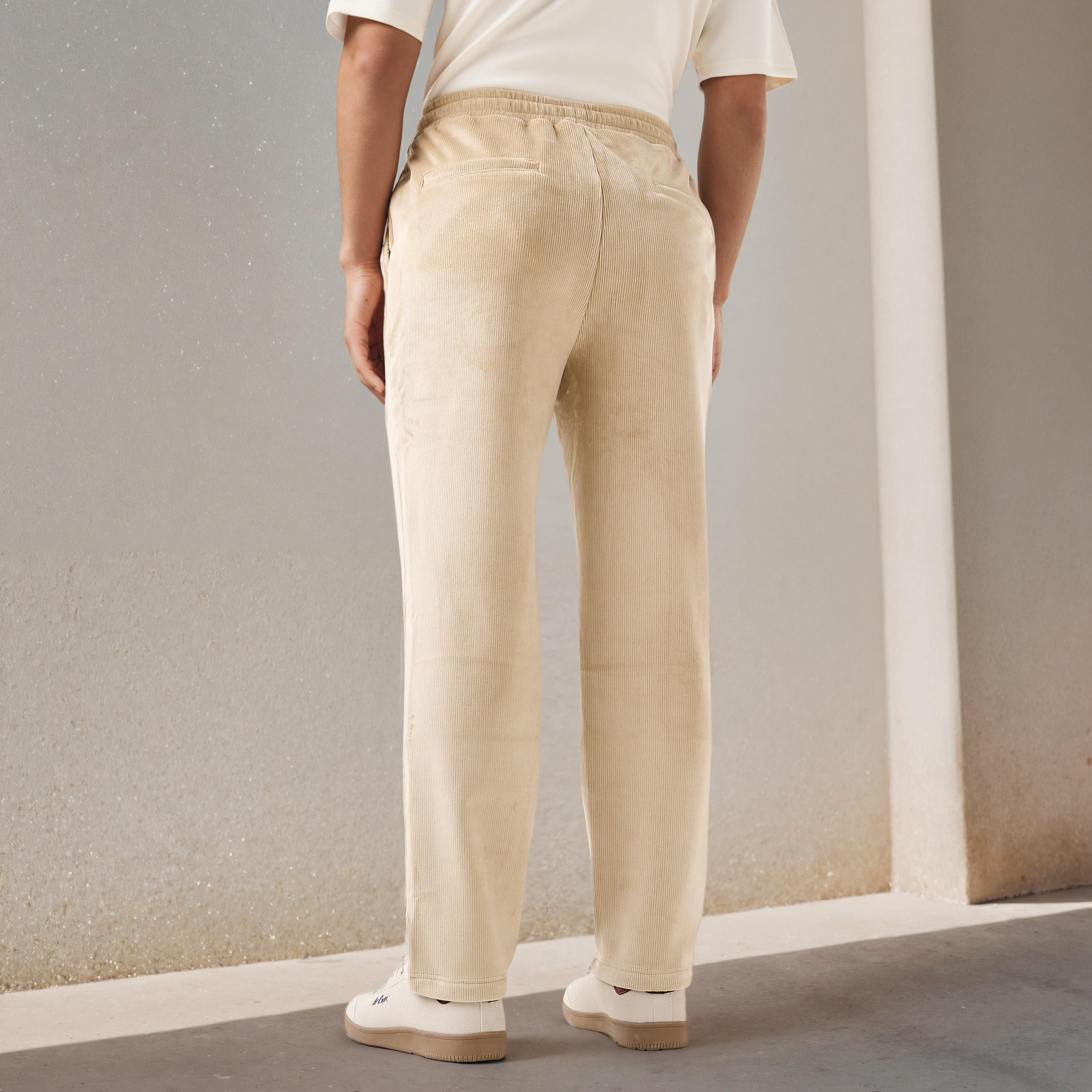 Iconic Regular Fit Corduroy Flexi Waist Pants with Pockets-men-clothing-bottoms-trousersandchinos-trousers-image-3
