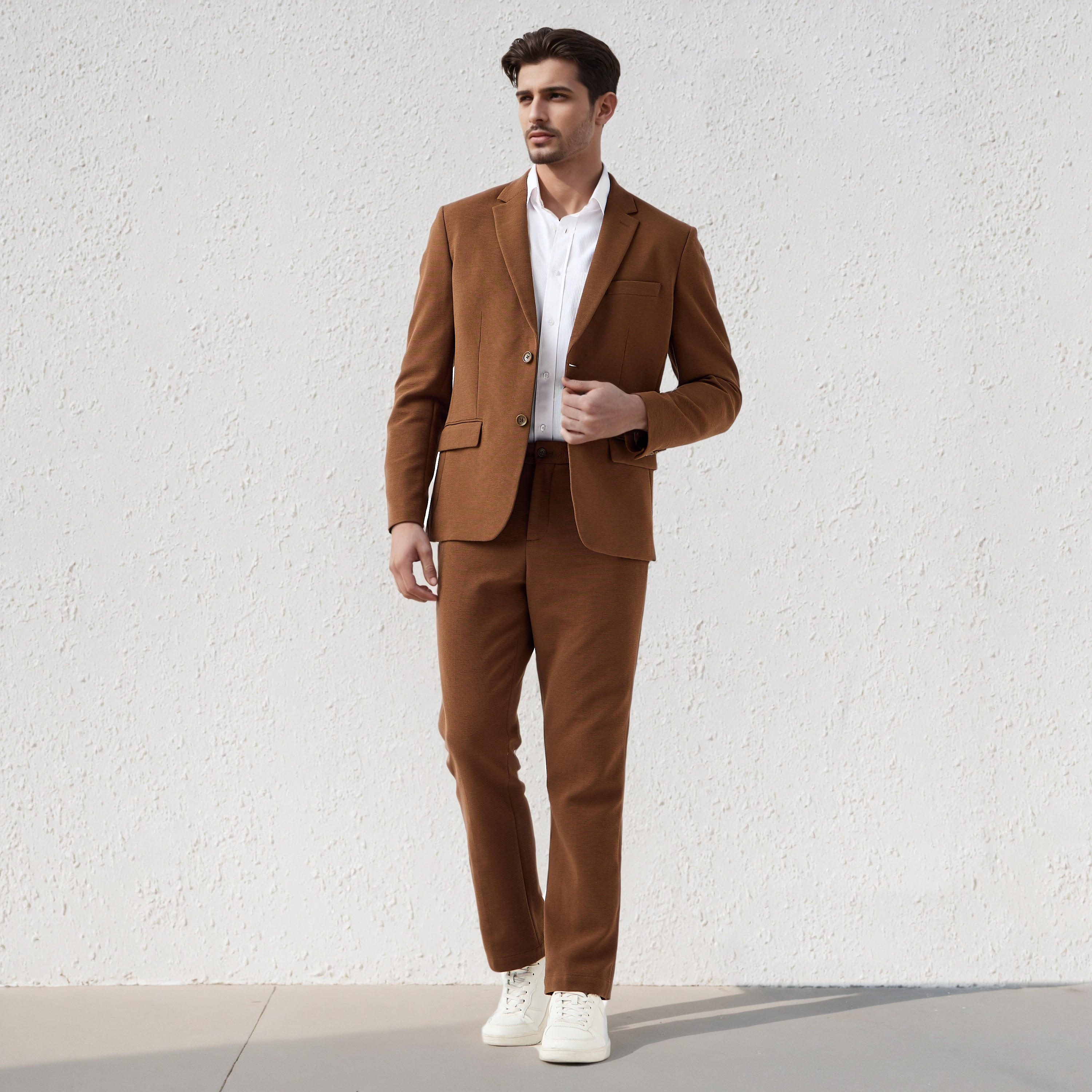 بنطلون رسمي بقصة عادية للرجال من أيكونيك-men-clothing-bottoms-trousersandchinos-trousers-image-2