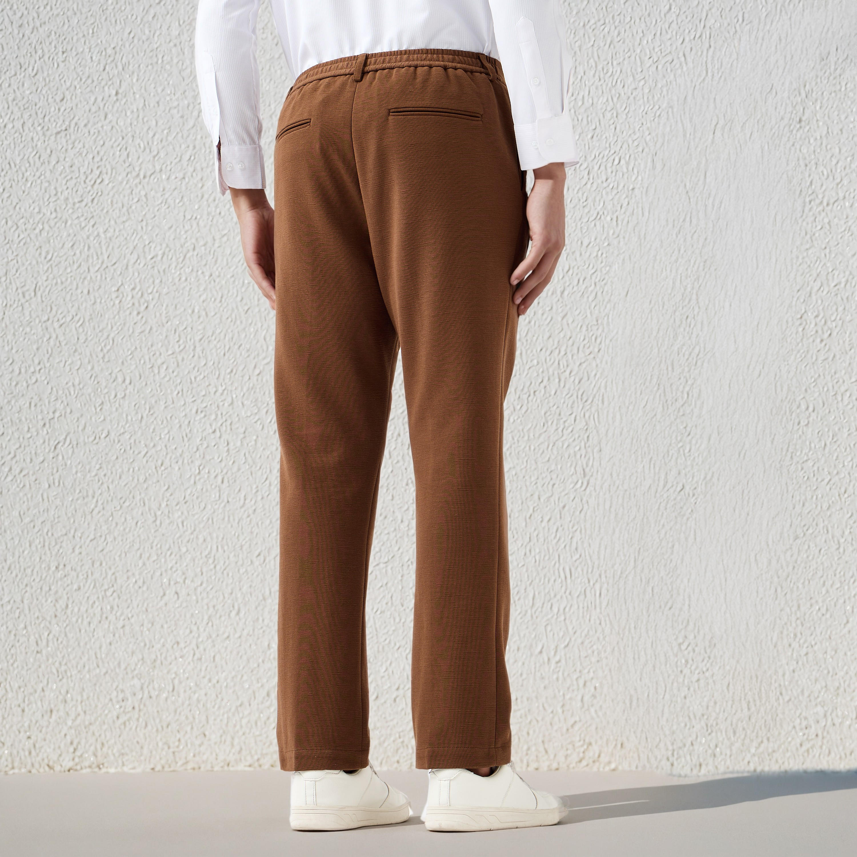 بنطلون رسمي بقصة عادية للرجال من أيكونيك-men-clothing-bottoms-trousersandchinos-trousers-image-3