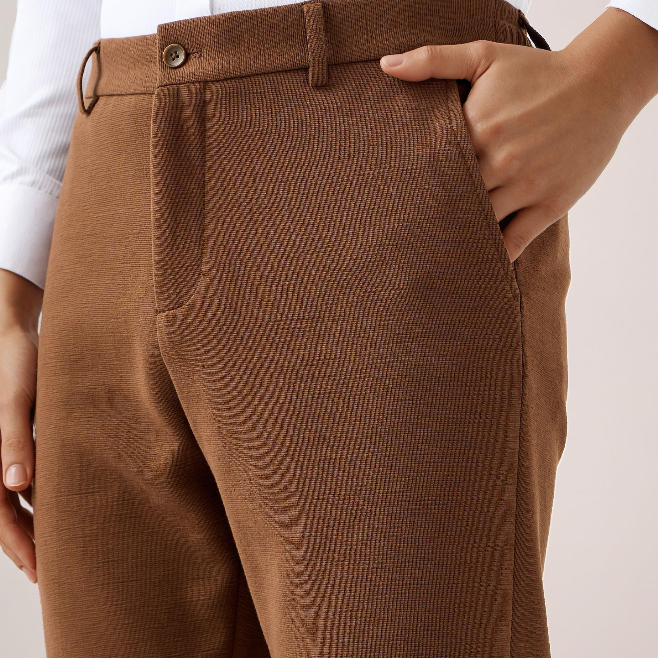 بنطلون رسمي بقصة عادية للرجال من أيكونيك-men-clothing-bottoms-trousersandchinos-trousers-image-4