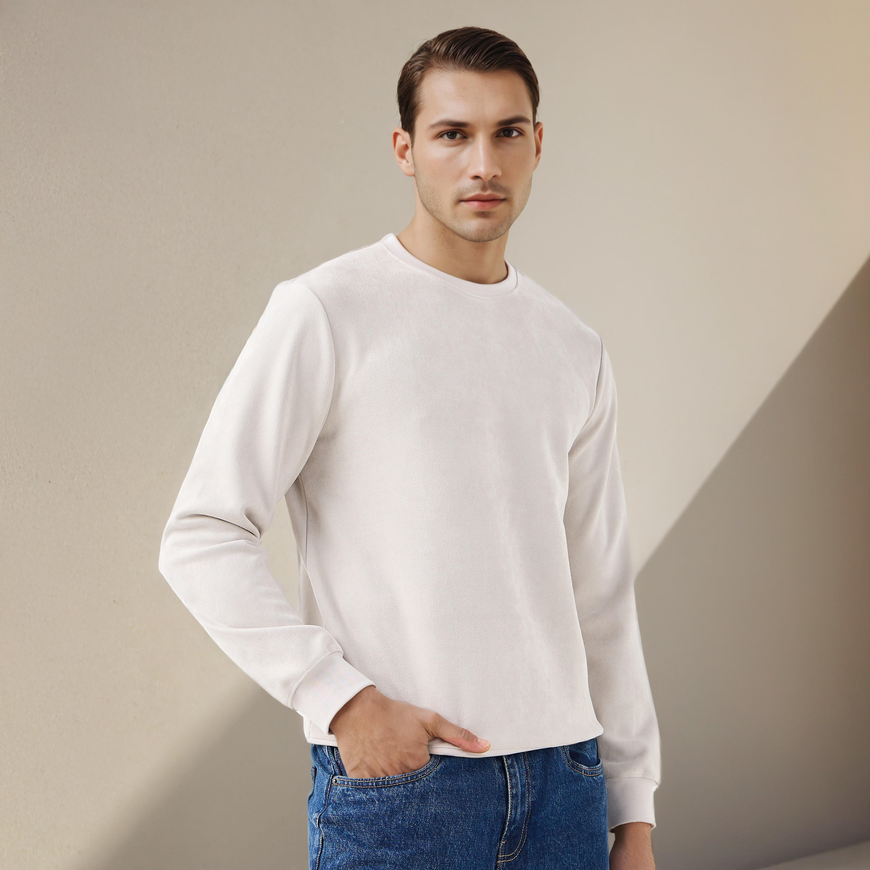 Iconic Suede Sweatshirt-men-winterwear-hoodiesandsweatshirts-image-1