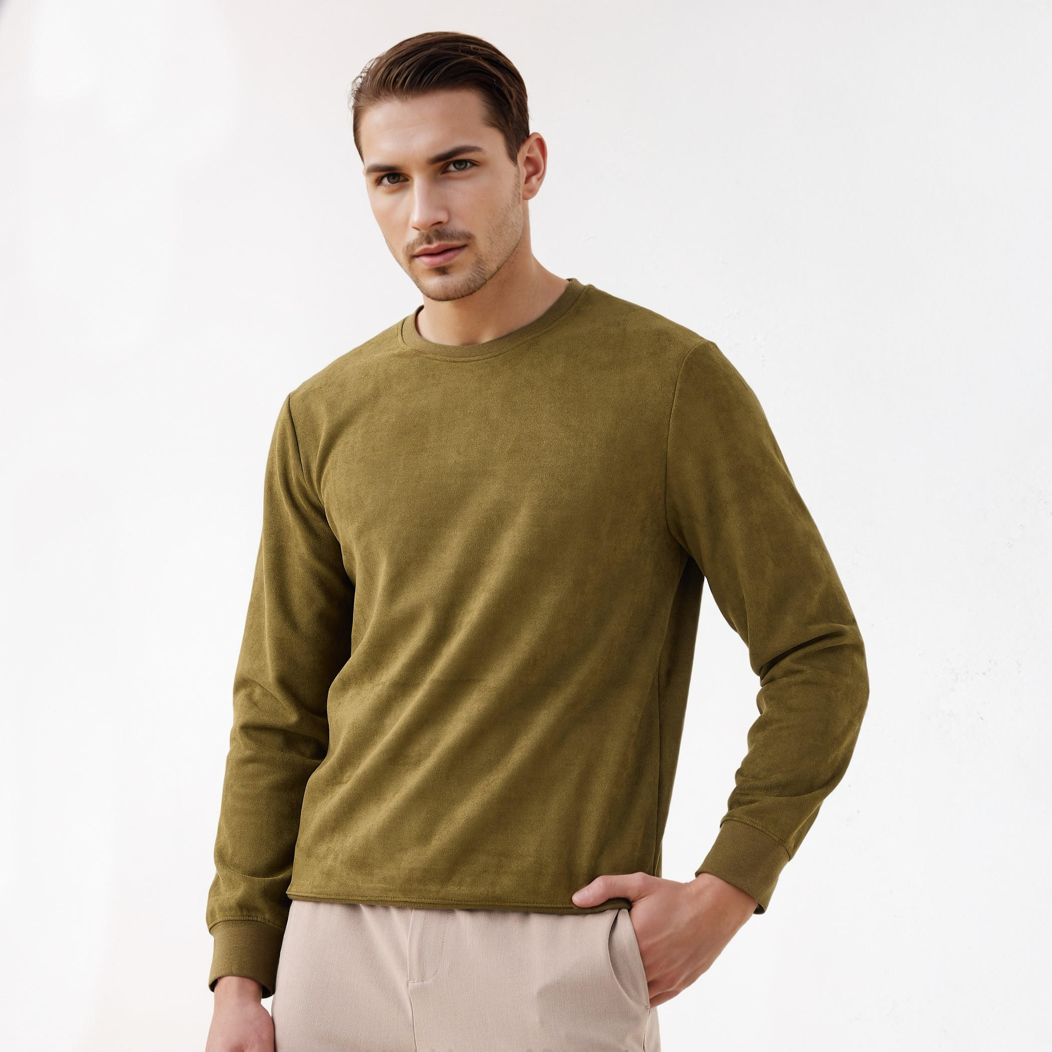 Iconic Suede Sweatshirt-men-winterwear-hoodiesandsweatshirts-image-1