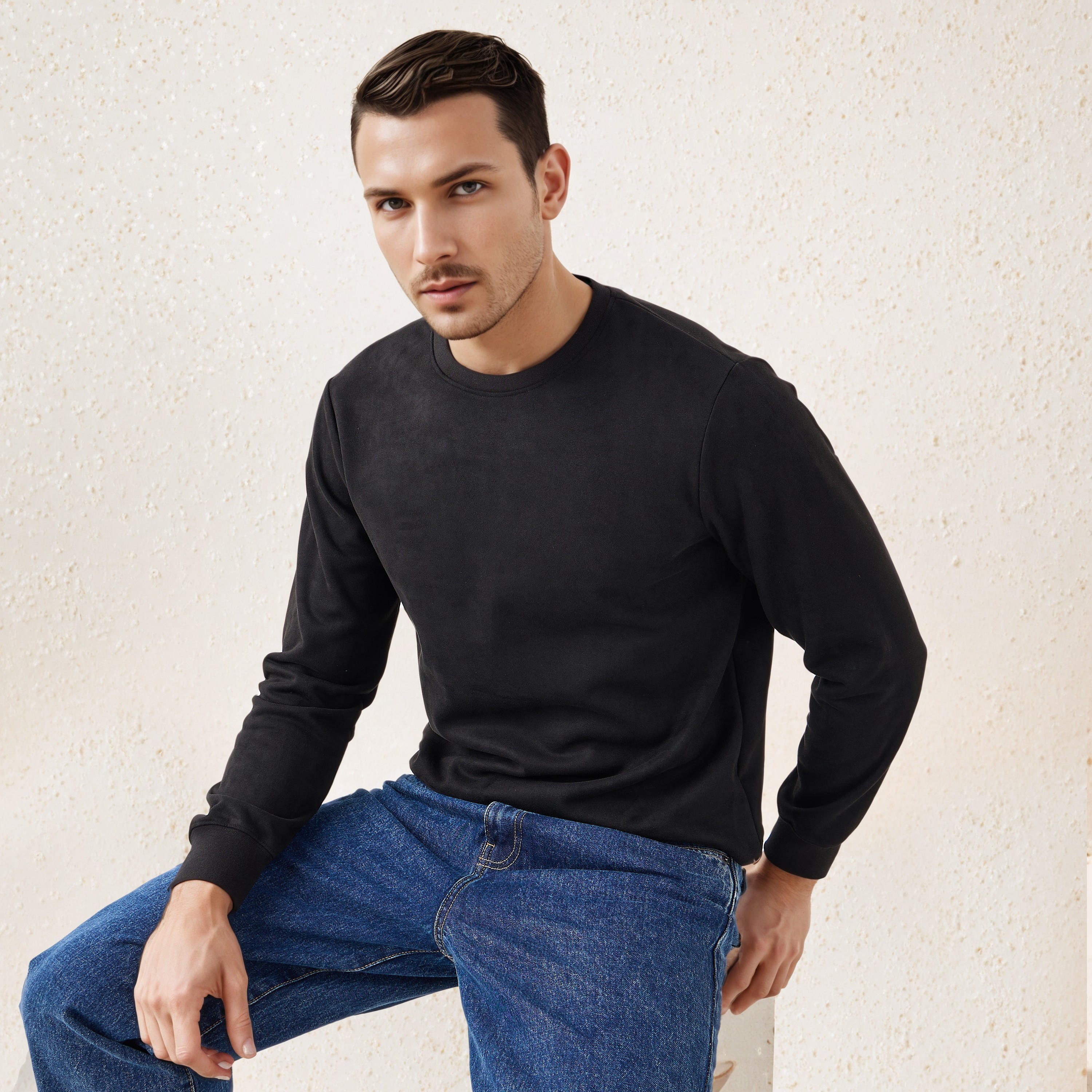 Iconic Suede Sweatshirt-men-winterwear-hoodiesandsweatshirts-image-1