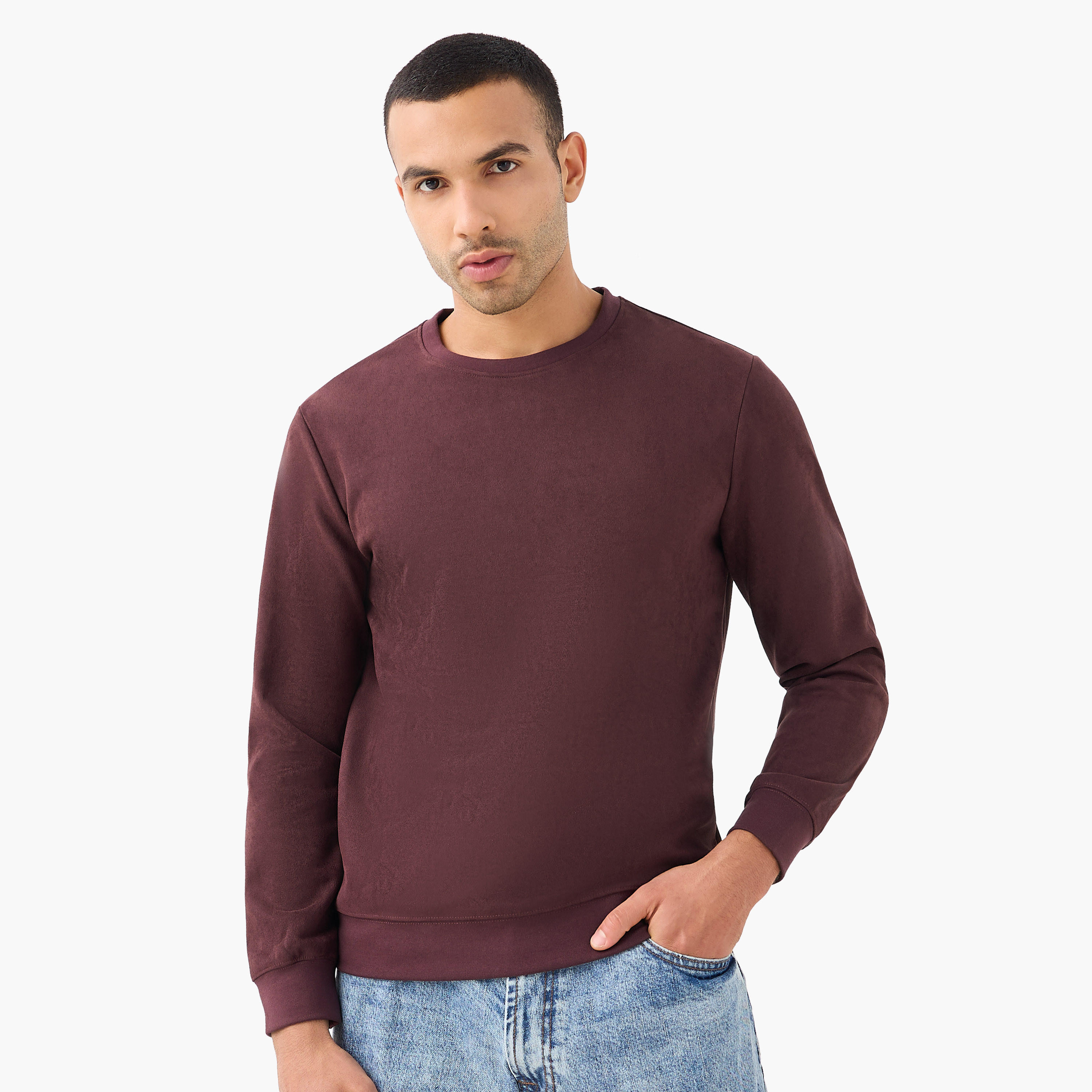 سويت شيرت بارز الملمس من آيكونيك-men-winterwear-hoodiesandsweatshirts-image-1