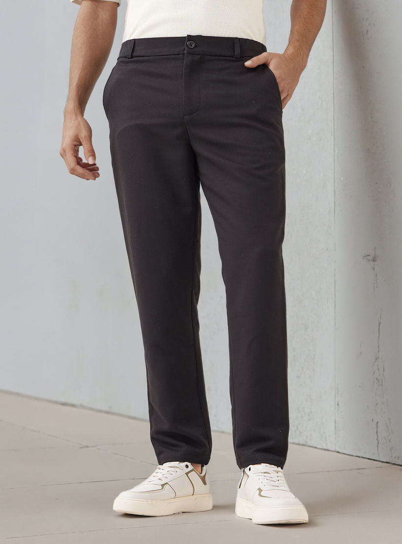 بنطلون رسمي رجالي بقصة ضيقة وخصر مرن من آيكونيك-men-clothing-trousersandchinos-trousers-image-1