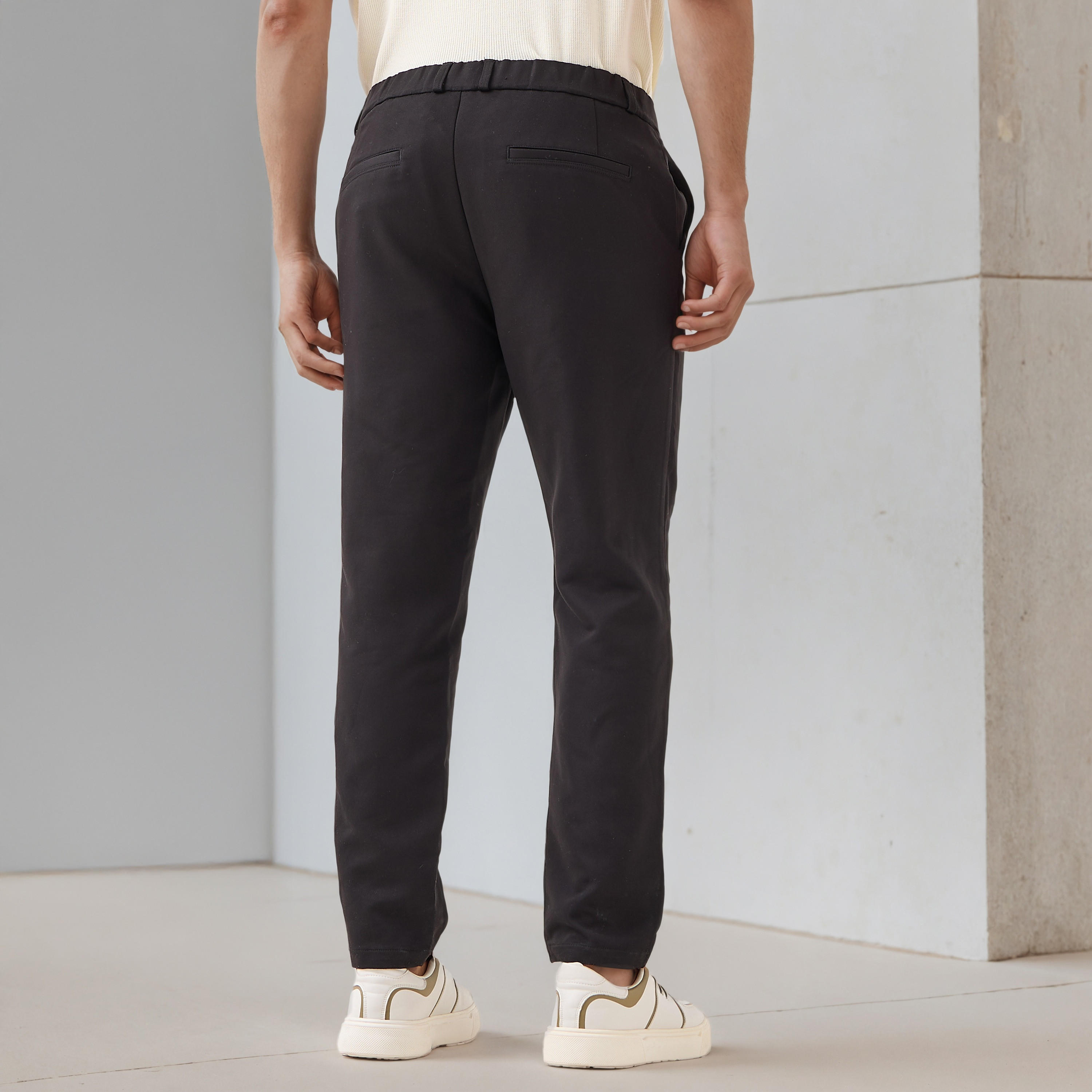 بنطلون رسمي رجالي بقصة ضيقة وخصر مرن من آيكونيك-men-clothing-trousersandchinos-trousers-image-3