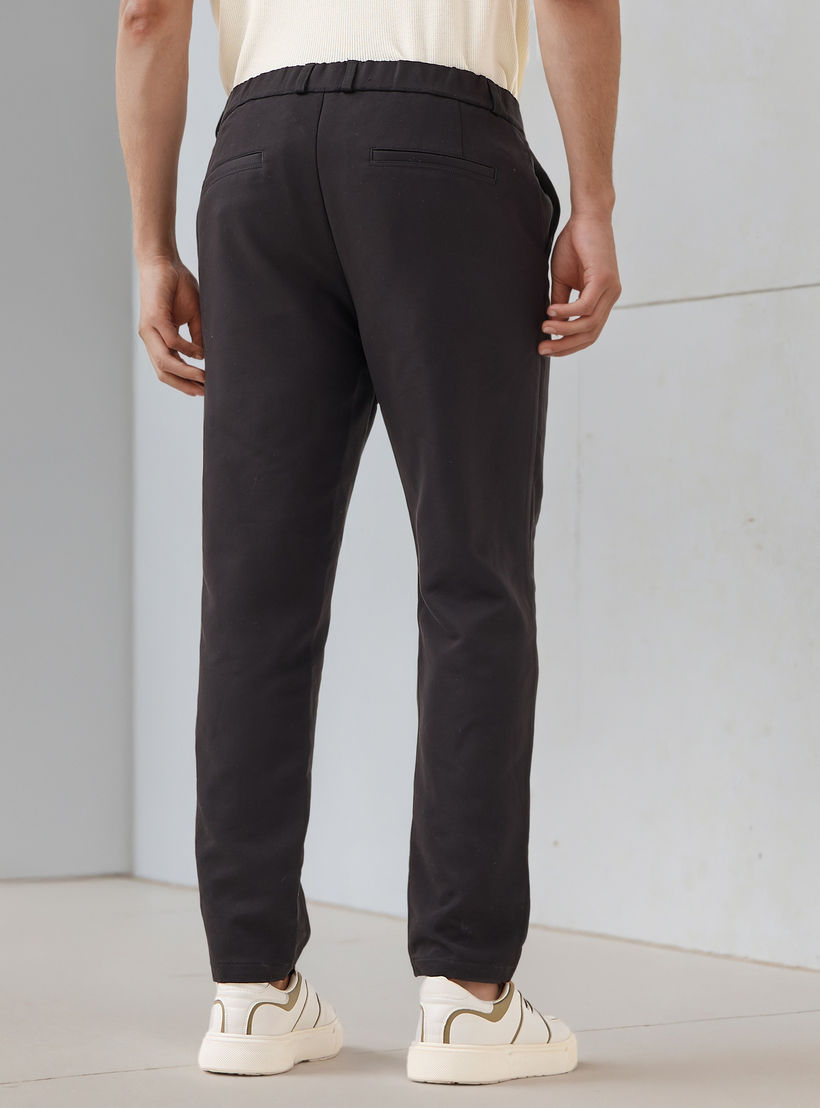 بنطلون رسمي رجالي بقصة ضيقة وخصر مرن من آيكونيك-men-clothing-trousersandchinos-trousers-image-3