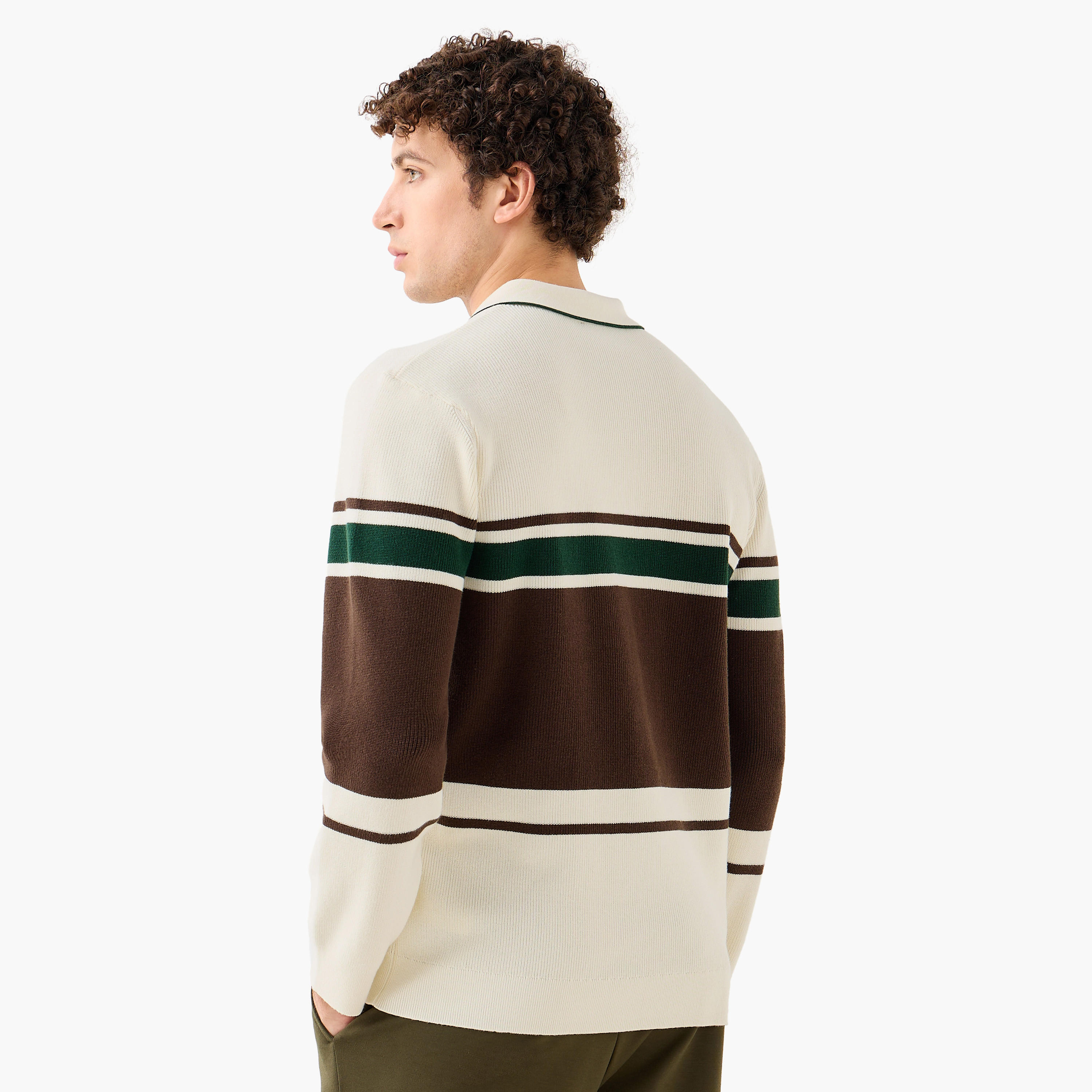 سويت شيرت مقلم بياقة بأكمام طويلة من آيكونيك-men-winterwear-hoodiesandsweatshirts-image-3