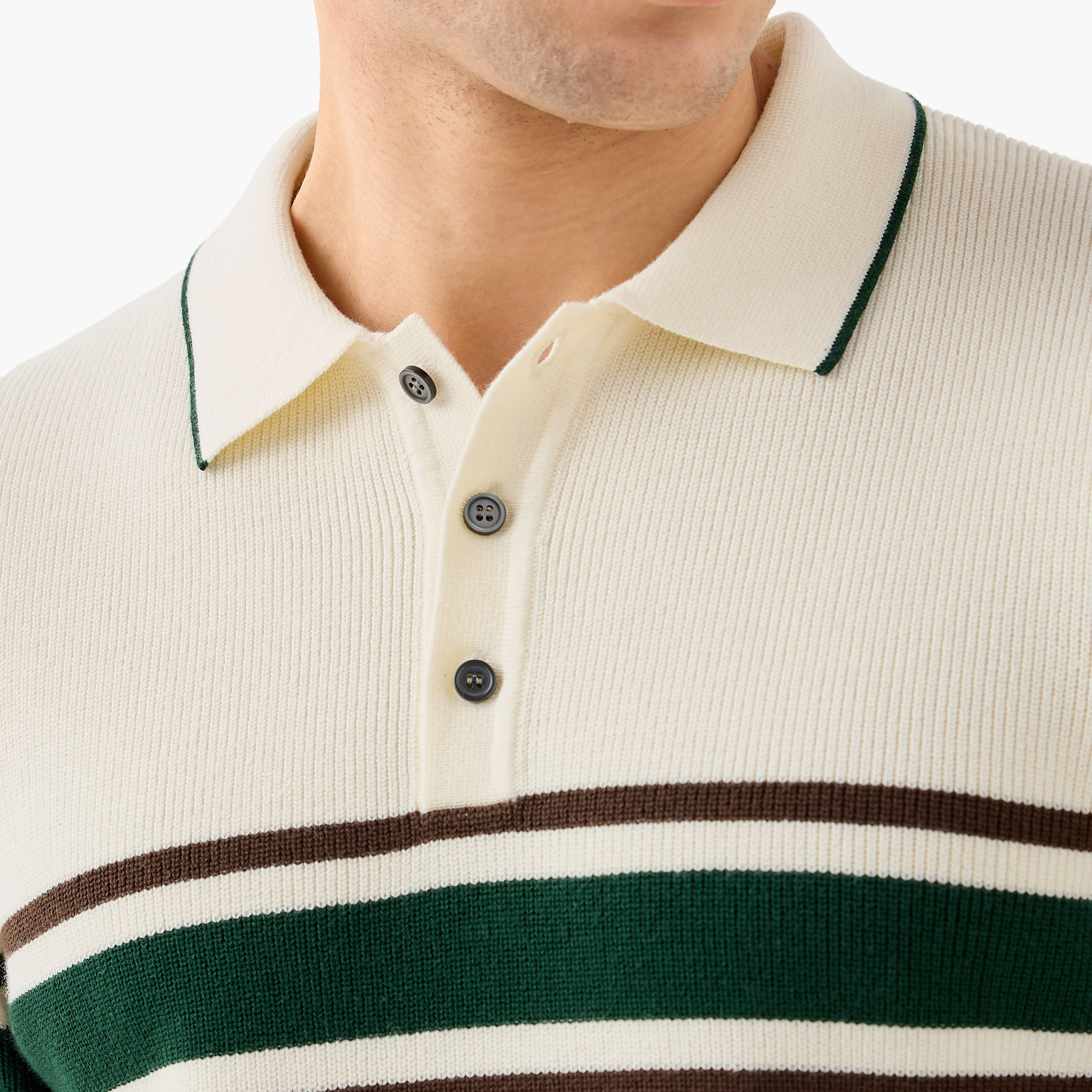سويت شيرت مقلم بياقة بأكمام طويلة من آيكونيك-men-winterwear-hoodiesandsweatshirts-image-5