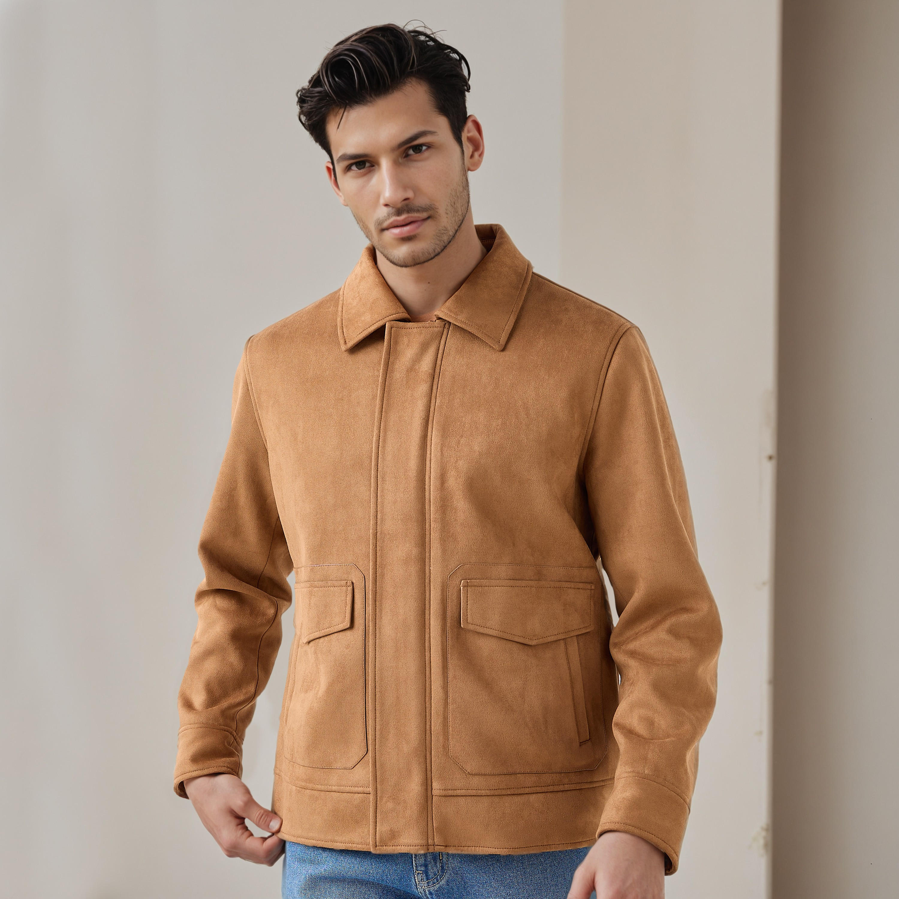 Iconic Men Regular Fit Zip Through Biker Jacket-men-clothing-jacketsandblazers-jackets-image-1