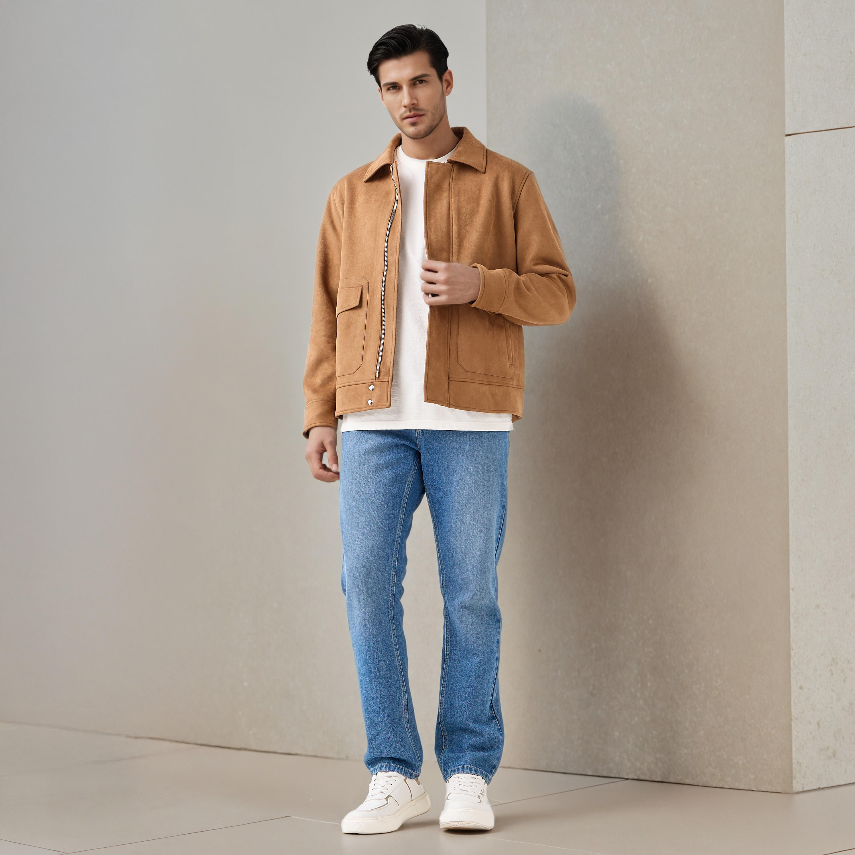 Iconic Men Regular Fit Zip Through Biker Jacket-men-clothing-jacketsandblazers-jackets-image-2