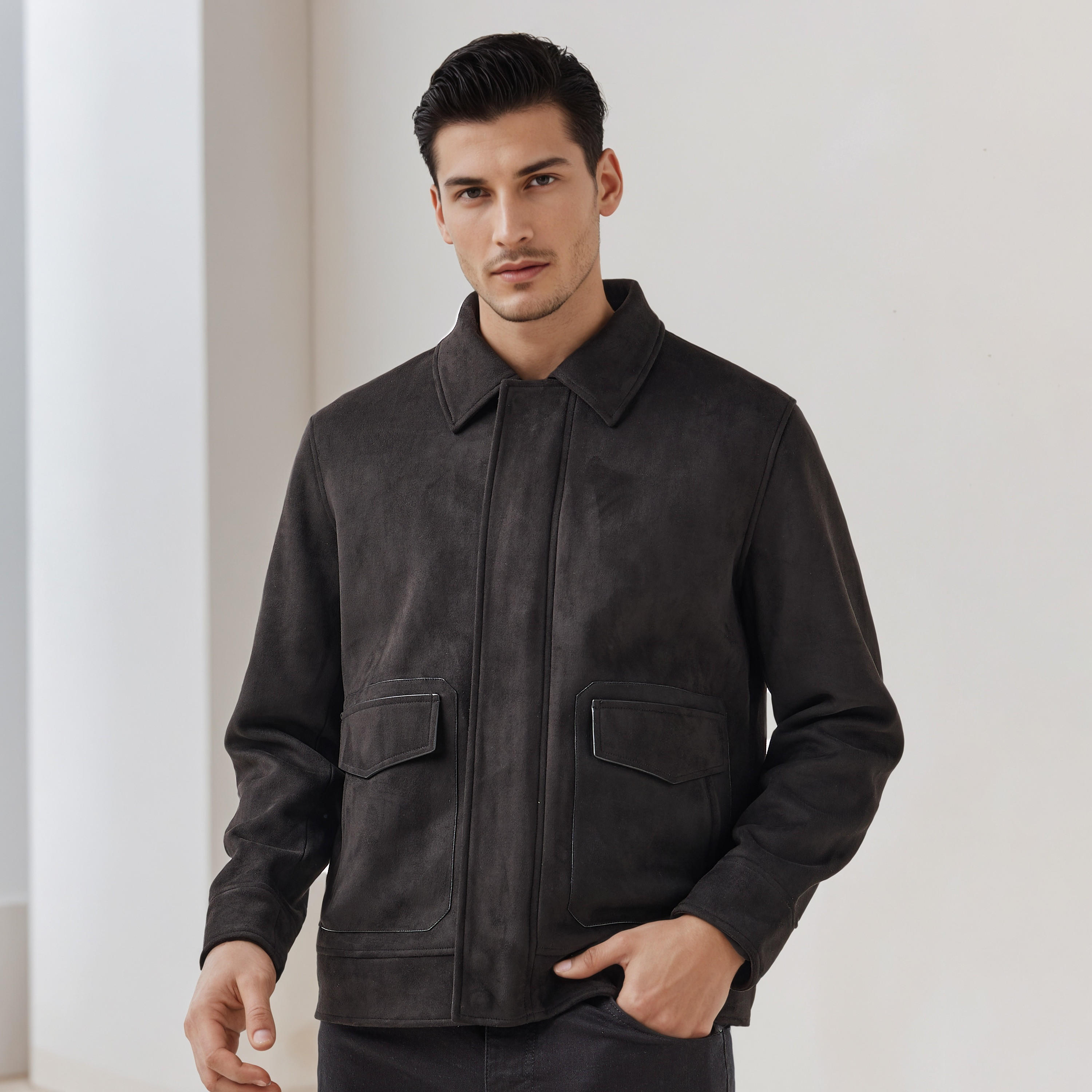 جاكيت بايكر بسحاب وقصة عادية للرجال من آيكونيك-men-clothing-jacketsandblazers-jackets-image-6